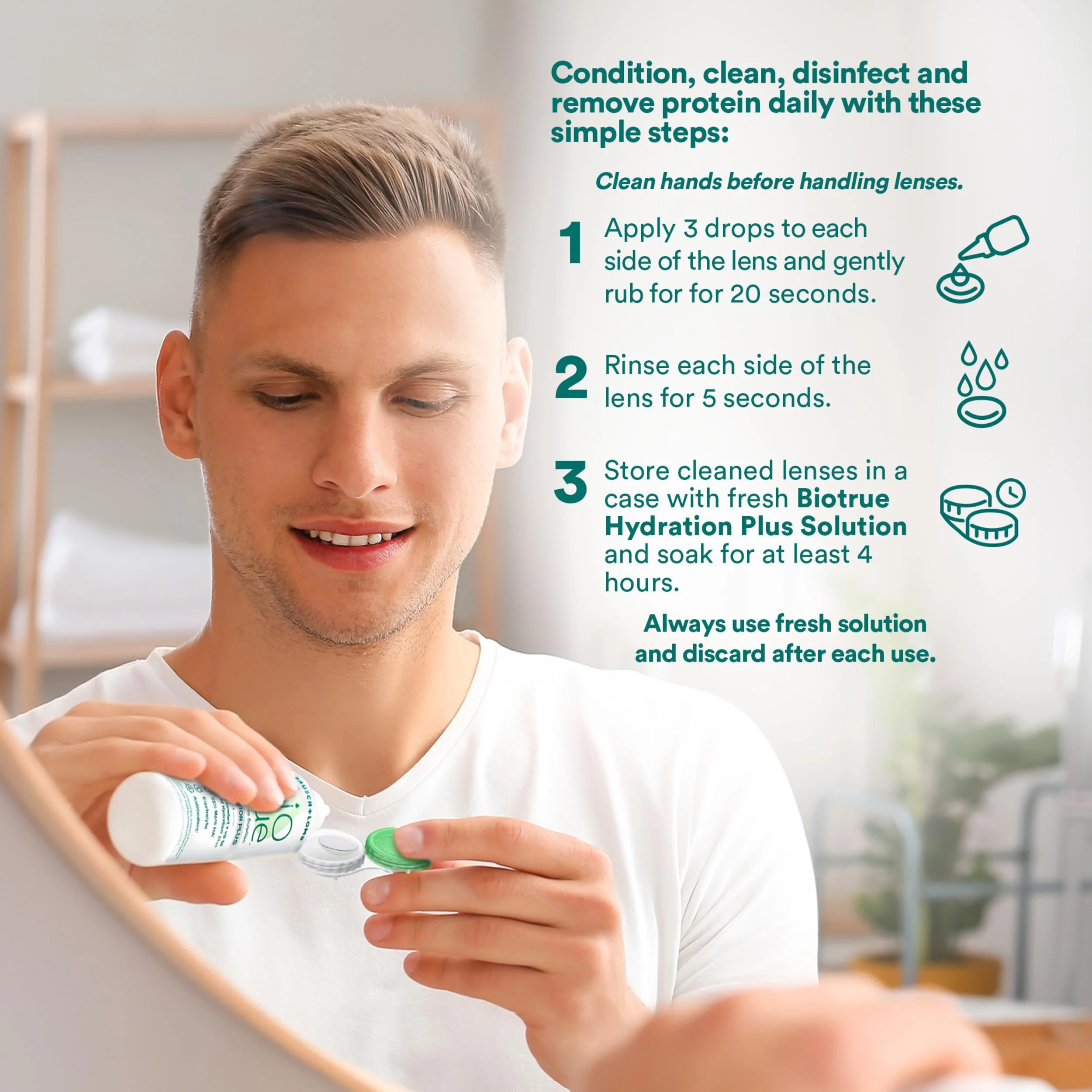 Biotrue Contact Lens Solution, Multi-Purpose Solution for Soft Contact Lenses, Lens Case Included, 2 FL OZ Travel Size - Image 6