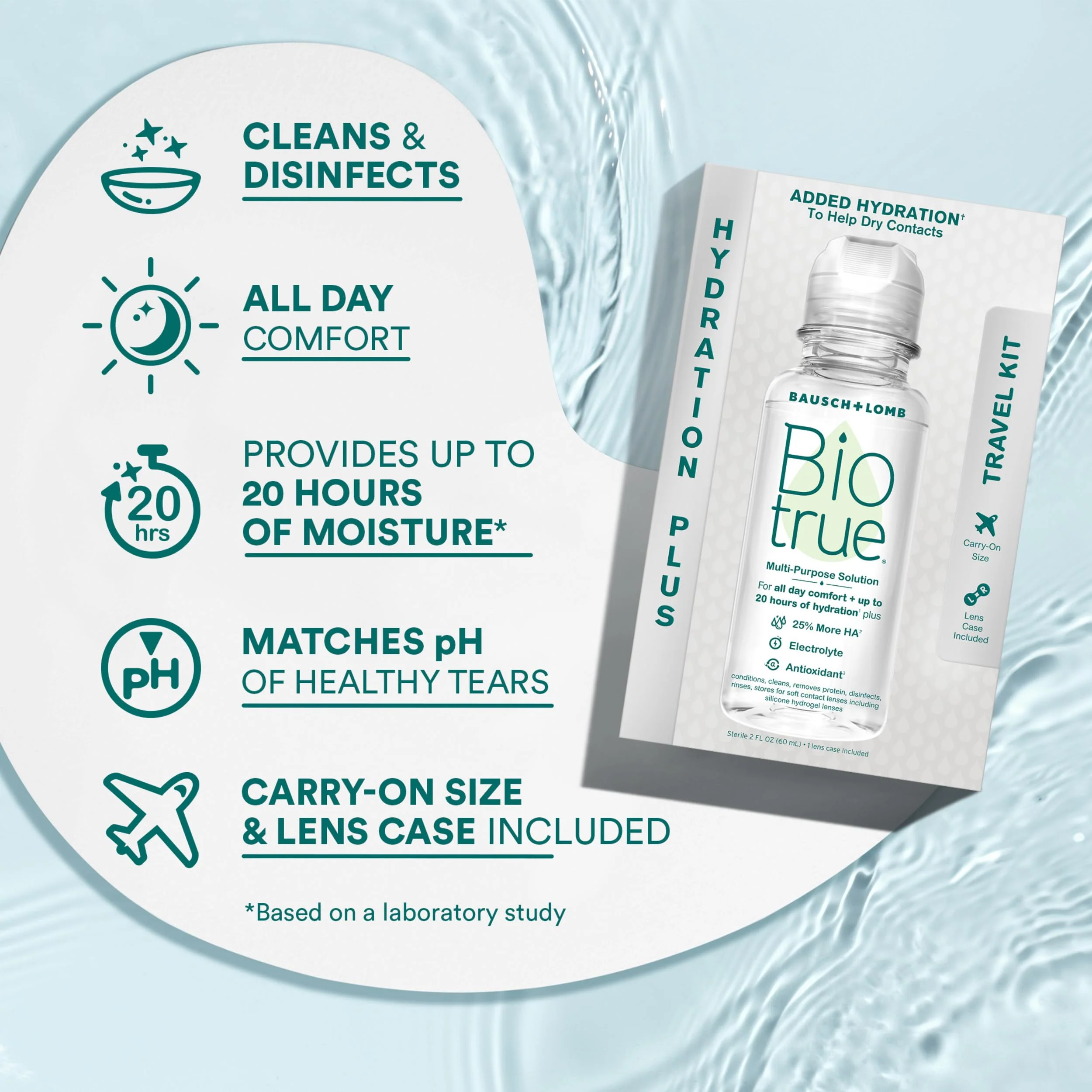 Biotrue Contact Lens Solution, Multi-Purpose Solution for Soft Contact Lenses, Lens Case Included, 2 FL OZ Travel Size - Image 5