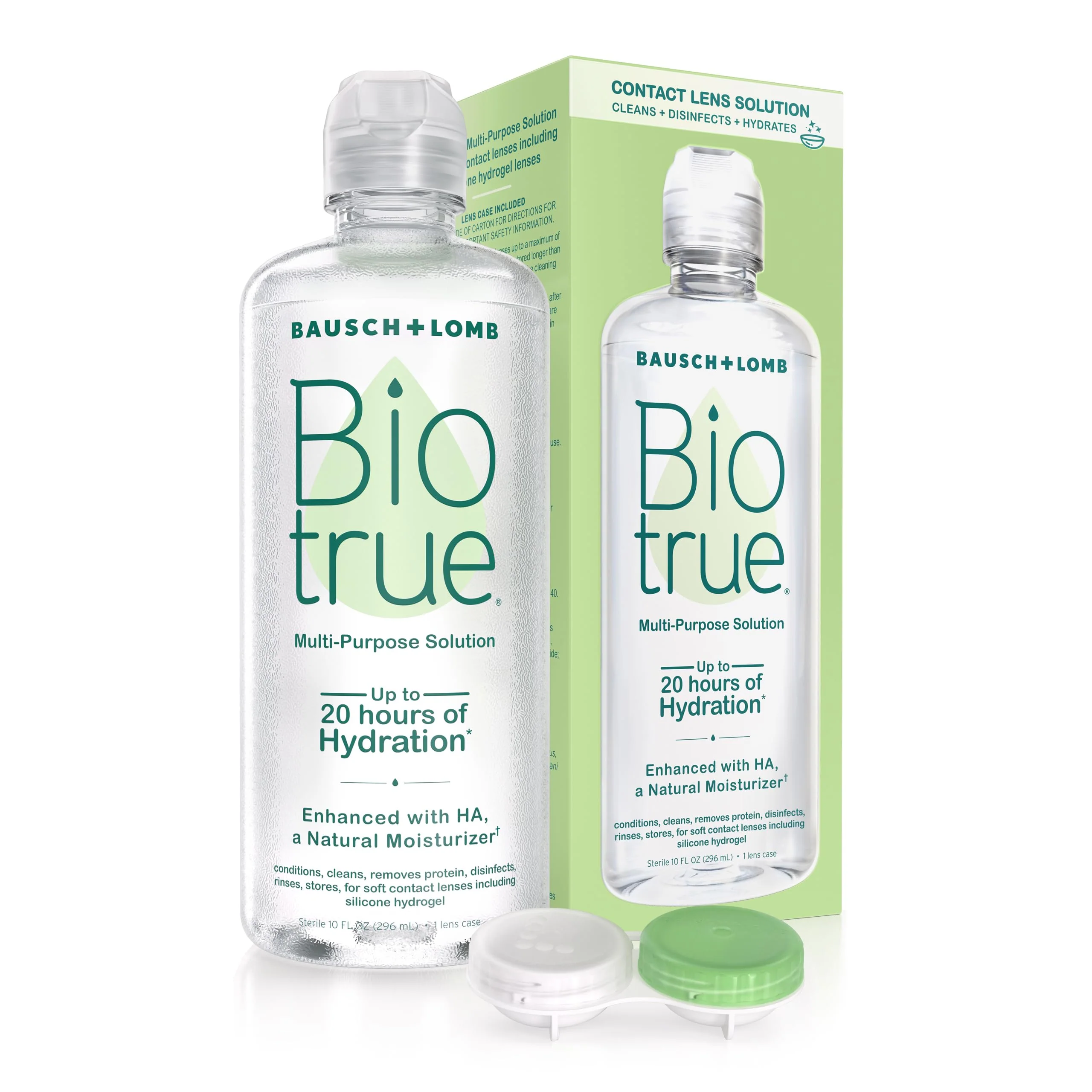 Biotrue Contact Solution, Multi-Purpose Solution with Lens Case, Cleans, Conditions, Hydrates, Disinfects, Removes Protein, Dirt & Debris, Contact Lens Cleaner & Storage, 10 Fl Oz (Pack of 1)