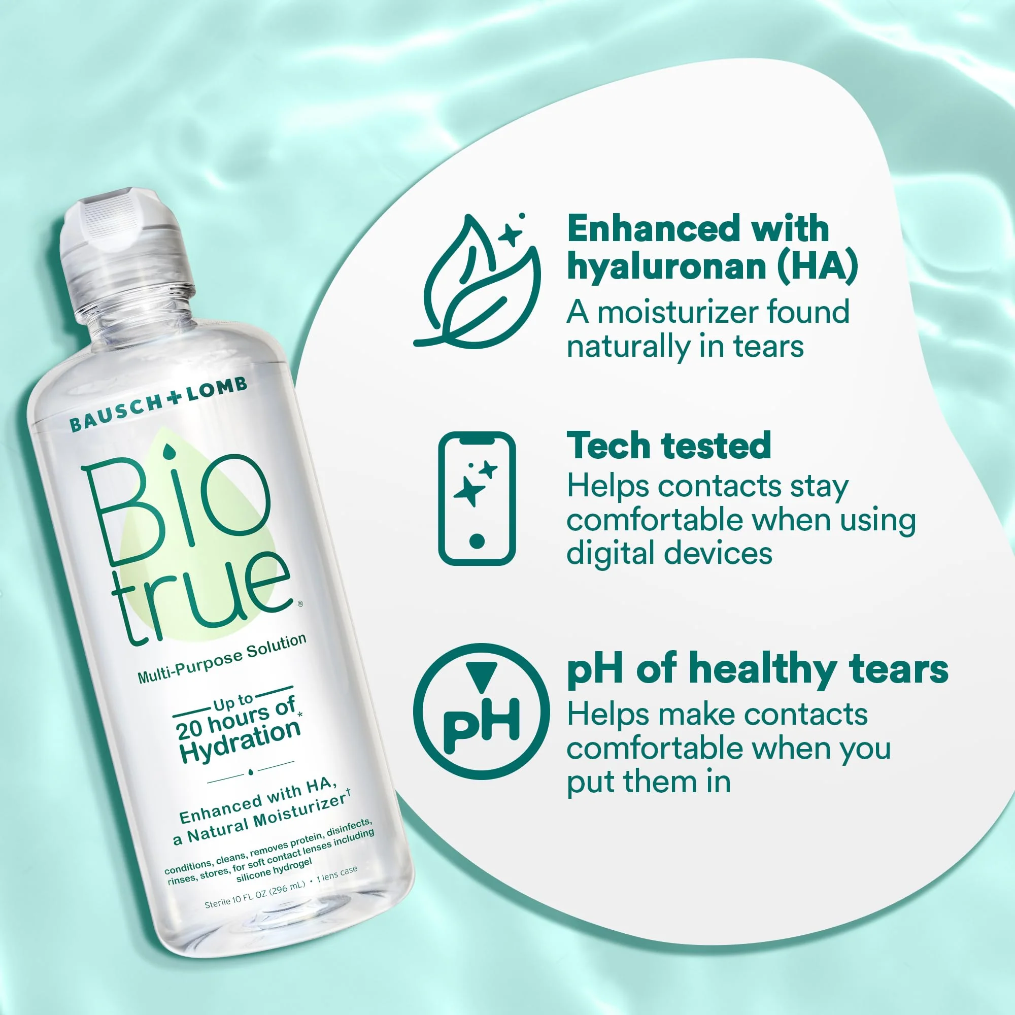 Biotrue Contact Solution, Multi-Purpose Solution with Lens Case, Cleans, Conditions, Hydrates, Disinfects, Removes Protein, Dirt & Debris, Contact Lens Cleaner & Storage, 10 Fl Oz (Pack of 1) - Image 4