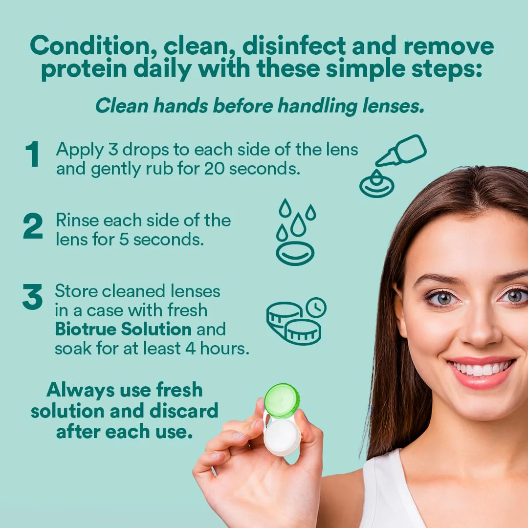 Biotrue Contact Solution, Multi-Purpose Solution with Lens Case, Cleans, Conditions, Hydrates, Disinfects, Removes Protein, Dirt & Debris, Contact Lens Cleaner & Storage, 10 Fl Oz (Pack of 1) - Image 5