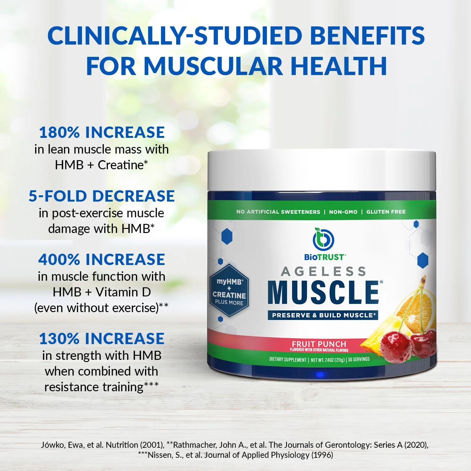 BioTrust Ageless Muscle Builder - Creatine HMB Powder with Vitamin D3 & Betaine - Build & Preserve Naturally Declining Muscle Mass & Strength - Fruit Punch, 30 Servings - Image 2