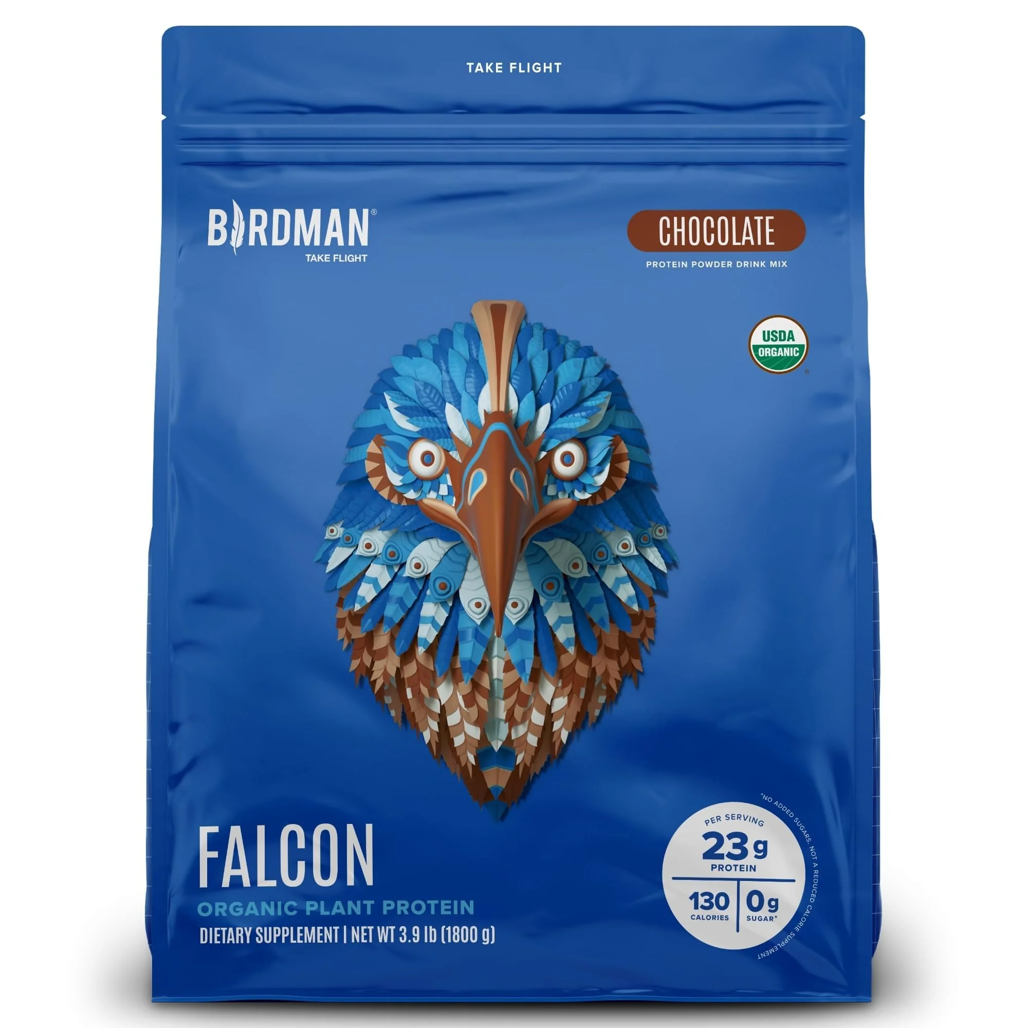 BIRDMAN Falcon Vegan Protein Powder Organic, Stevia & Sugar Free, Plant Based Protein, Low Carb, Dairy Free, Keto, Non Whey Protein, Probiotic, Pea Protein | Chocolate Flavor - 60 Servings - 3.9lb - Image 2