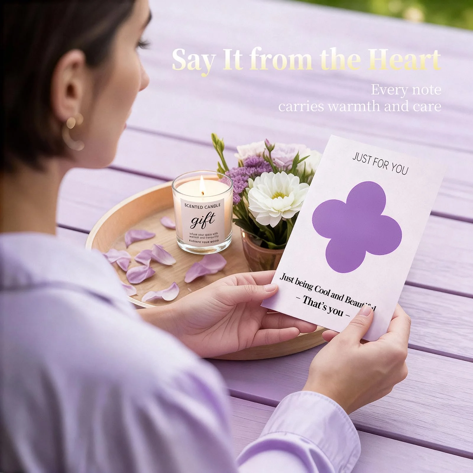 Birthday Gift for Women - Luxury Spa Self Care Kit for Her - Perfect Birthday Gifts for Wife Mom Girlfriend Sister - Relaxing Spa Experience with Blanket Candle Bath Bomb Tumbler - Purple Gift Box - Image 3