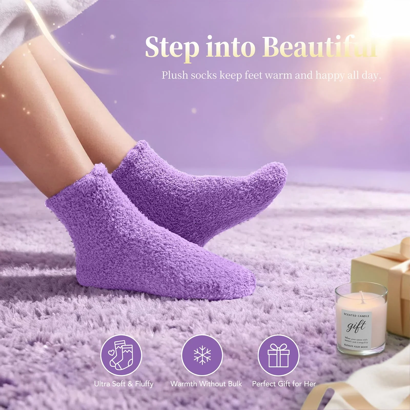 Birthday Gift for Women - Luxury Spa Self Care Kit for Her - Perfect Birthday Gifts for Wife Mom Girlfriend Sister - Relaxing Spa Experience with Blanket Candle Bath Bomb Tumbler - Purple Gift Box - Image 5