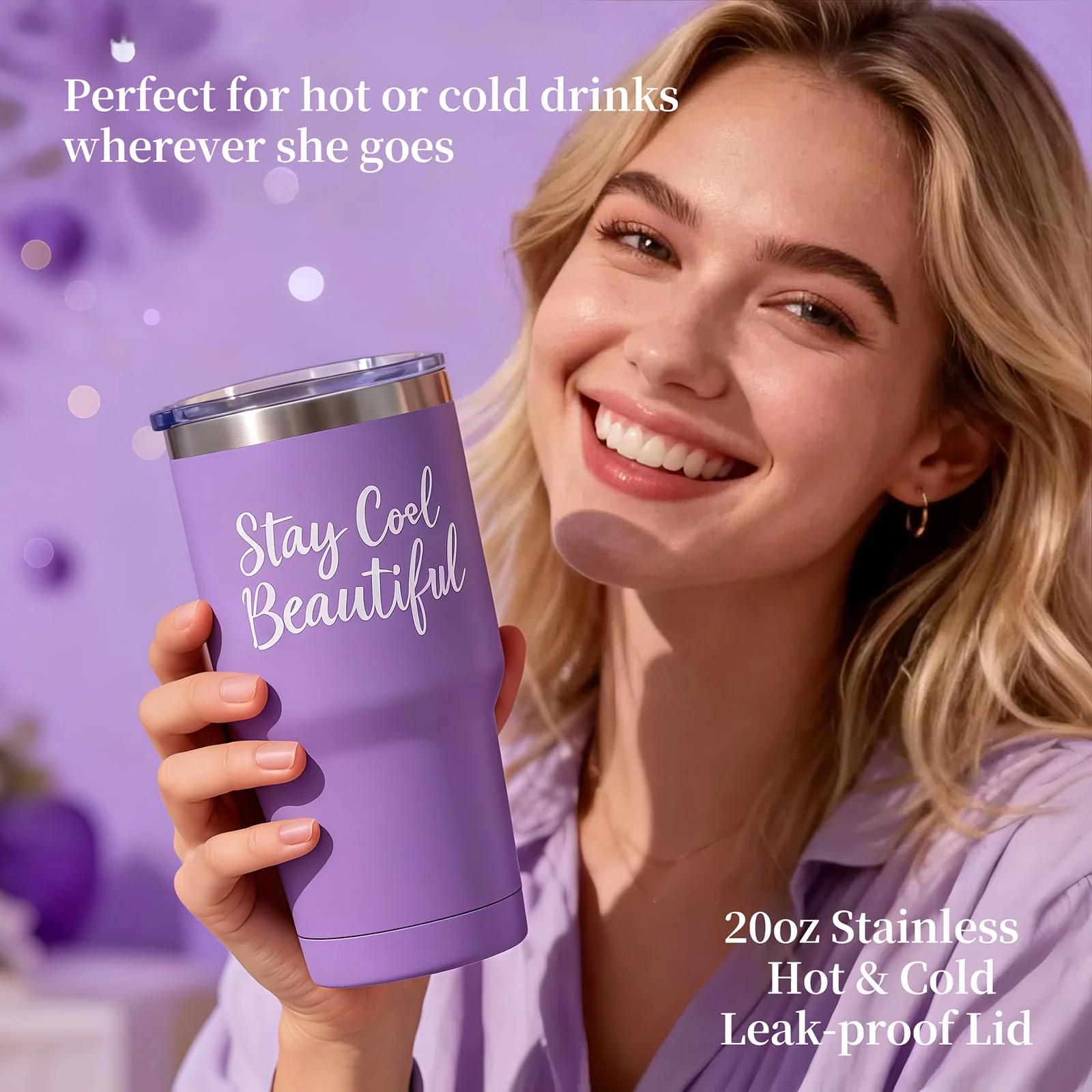 Birthday Gift for Women - Luxury Spa Self Care Kit for Her - Perfect Birthday Gifts for Wife Mom Girlfriend Sister - Relaxing Spa Experience with Blanket Candle Bath Bomb Tumbler - Purple Gift Box - Image 8
