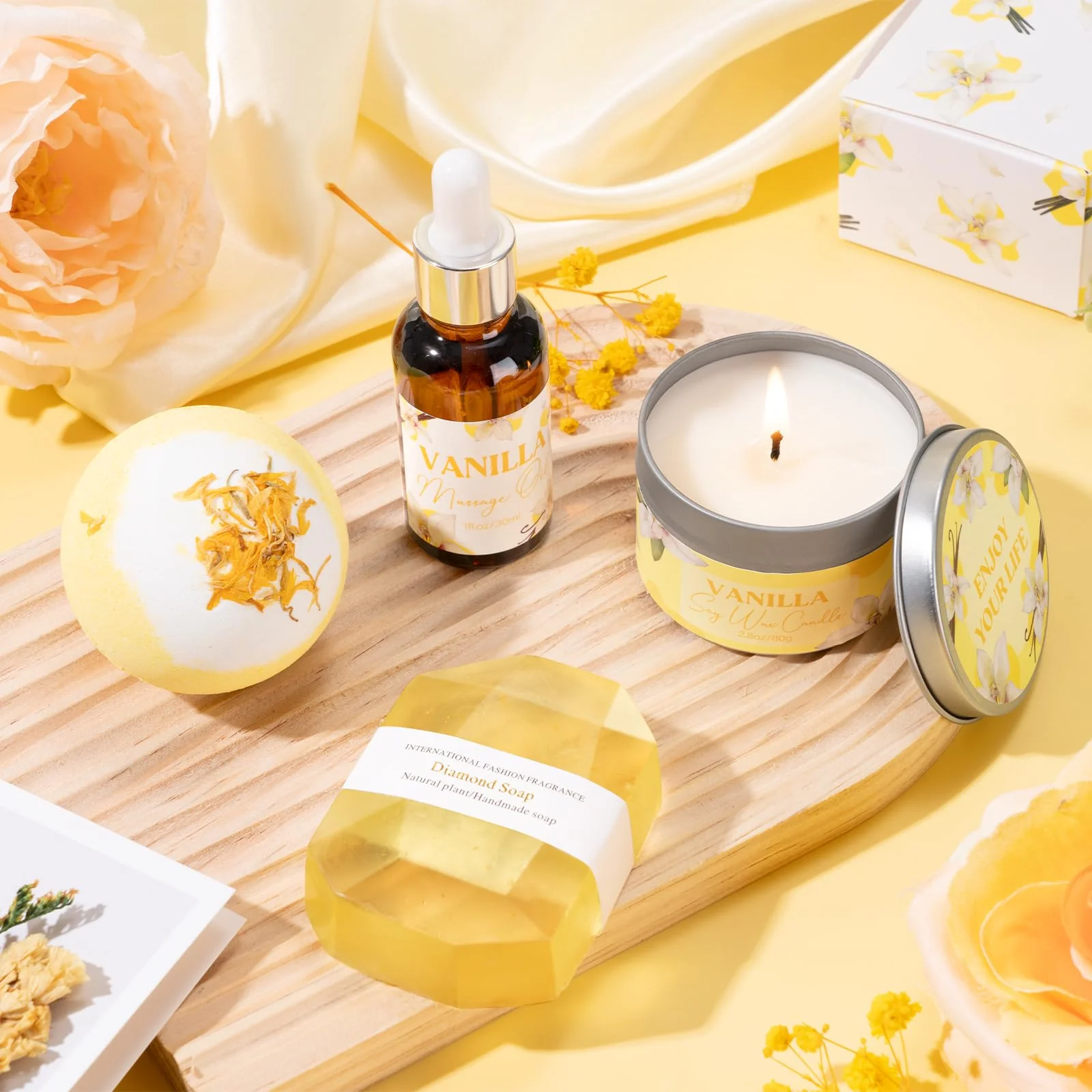 Birthday Gifts for Women, Relaxing Spa Gift Baskets for Women, Warm Vanilla Self Care Package Gifts, Mother's Day Bath and Body Inspirational Gift Set for Mom, Her, Wife, Best Friend, Sister, Coworker - Image 4