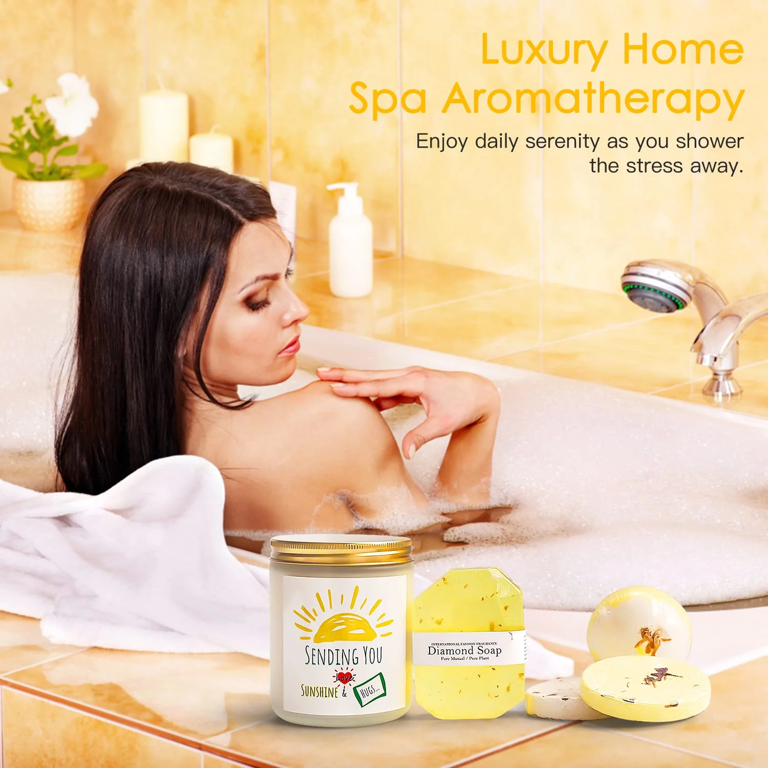 Birthday Gifts for Women, Sending Sunshine Christmas Gifts, Get Well Soon Gifts Basket Care Package Unique Spa Gifts Box with Wine Glasses for Thinking of You Her Sister Best Friend - Image 4