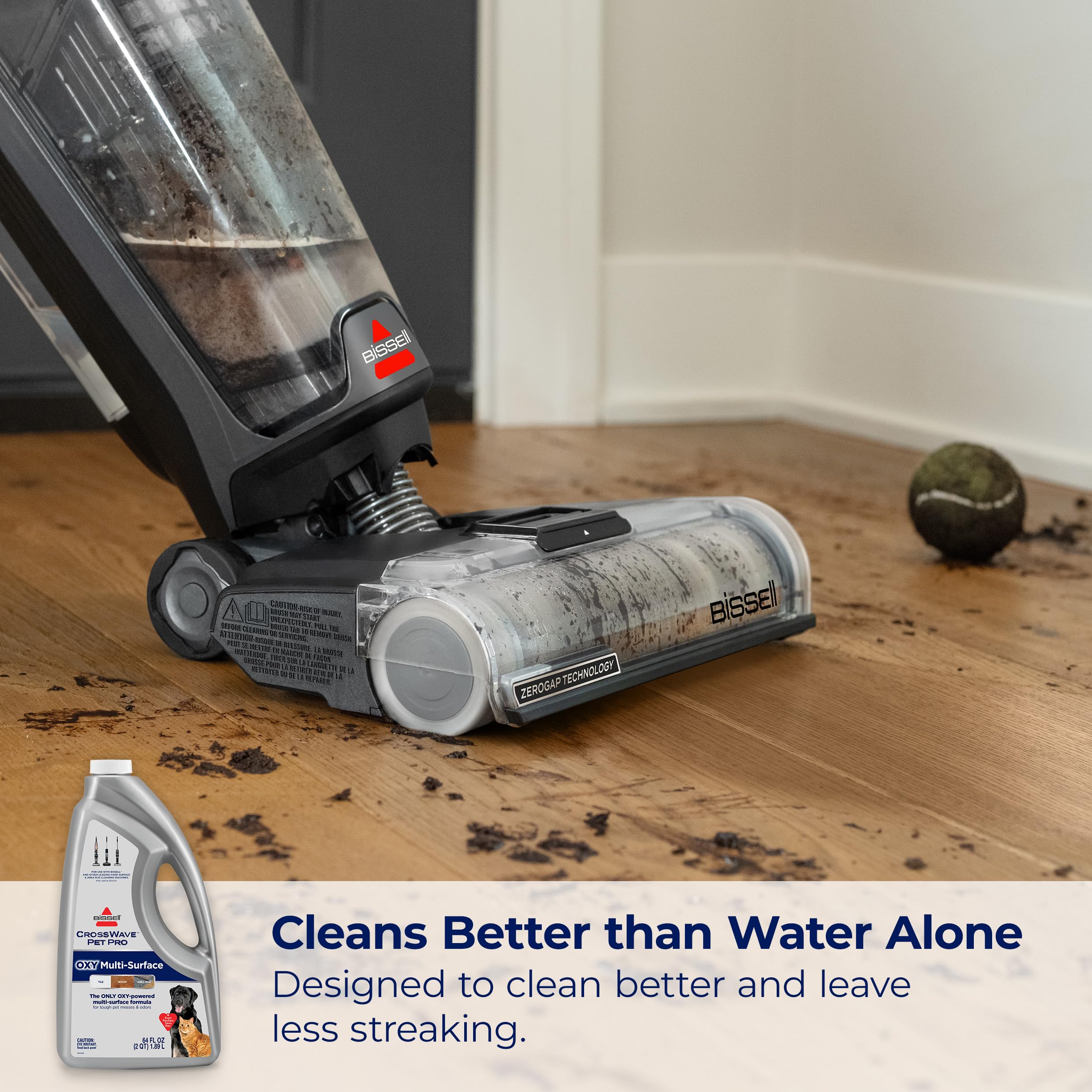 Bissell CrossWave PET PRO OXY Multi-Surface Formula, 40191, 64 oz, Removes Stuck-On Stains like Dirt, Grease, and Grime from Sealed Hard Floors and Grout, Patented Odor Elimation Technology - Image 2