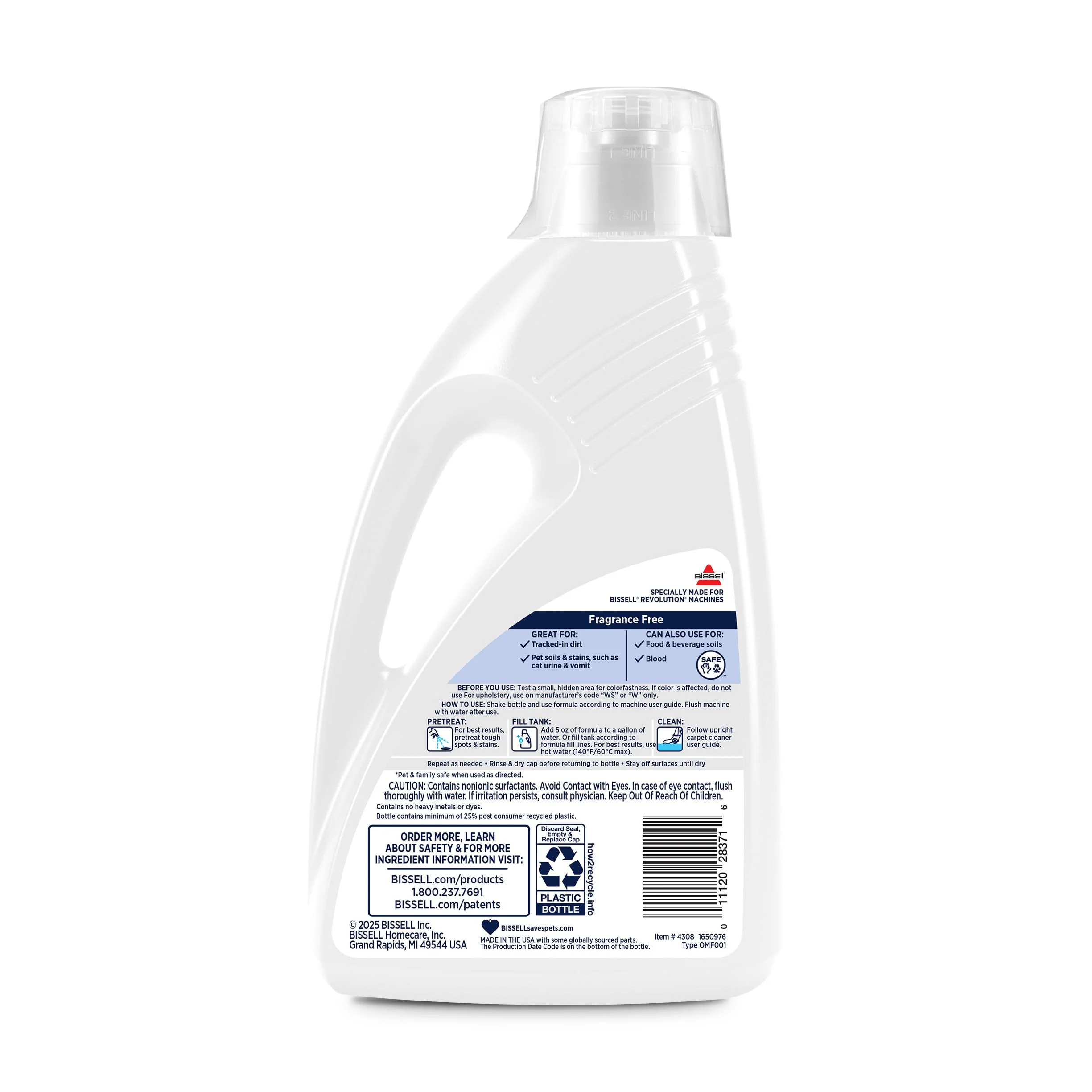Bissell Free & Clear OXY Carpet Deep Clean Solution, for use in leading upright carpet cleaners, 60oz, Same powerful clean, gentle for families, Hypoallergenic formulation without dyes or fragrance - Image 2
