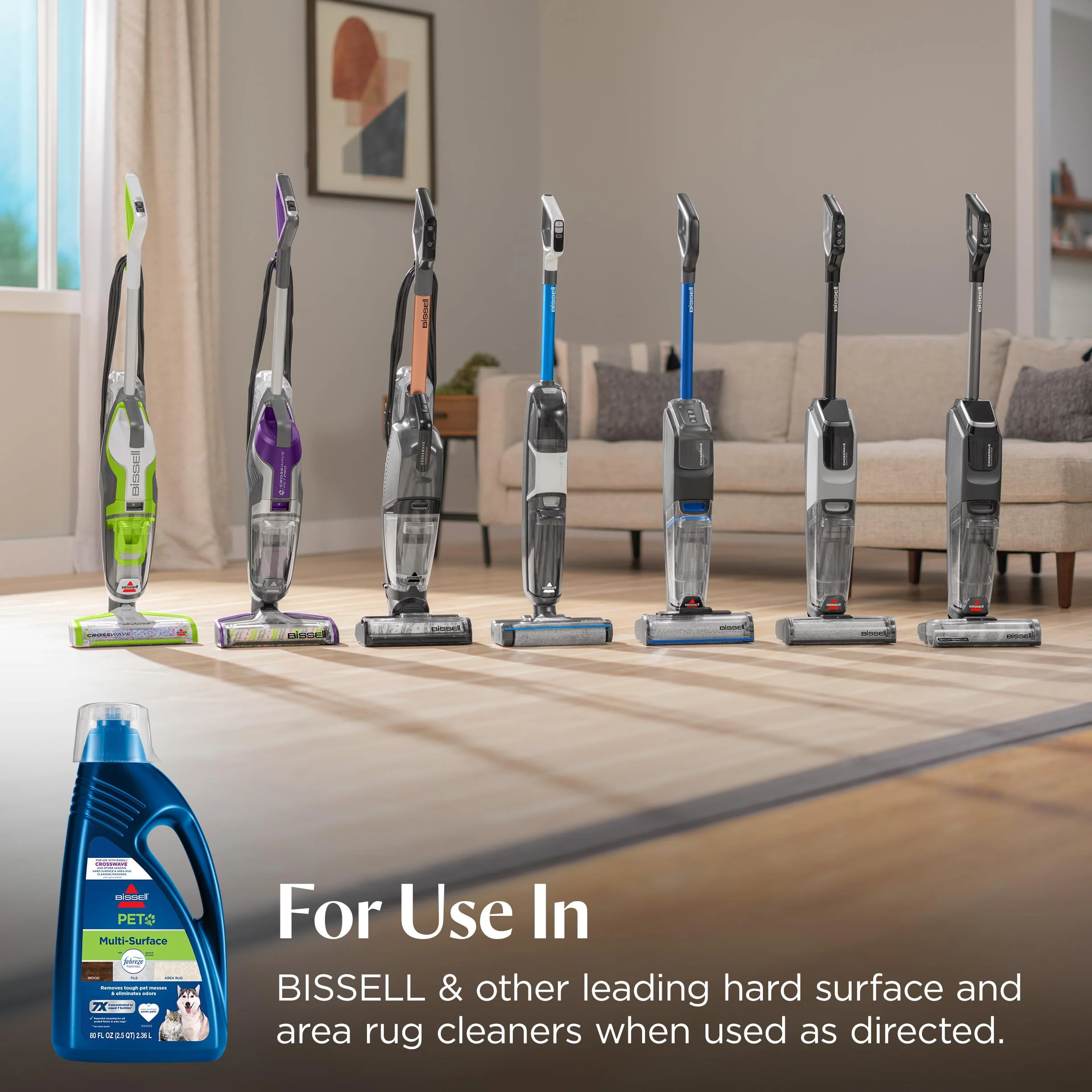 Bissell Multi-Surface Pet Solution with Febreze freshness, For Use in CrossWave and Other Leading Hard Surface and Area Rug Cleaners, 80oz, Dissolves Dirt, grime, and Tough Sticky Messes - Image 4