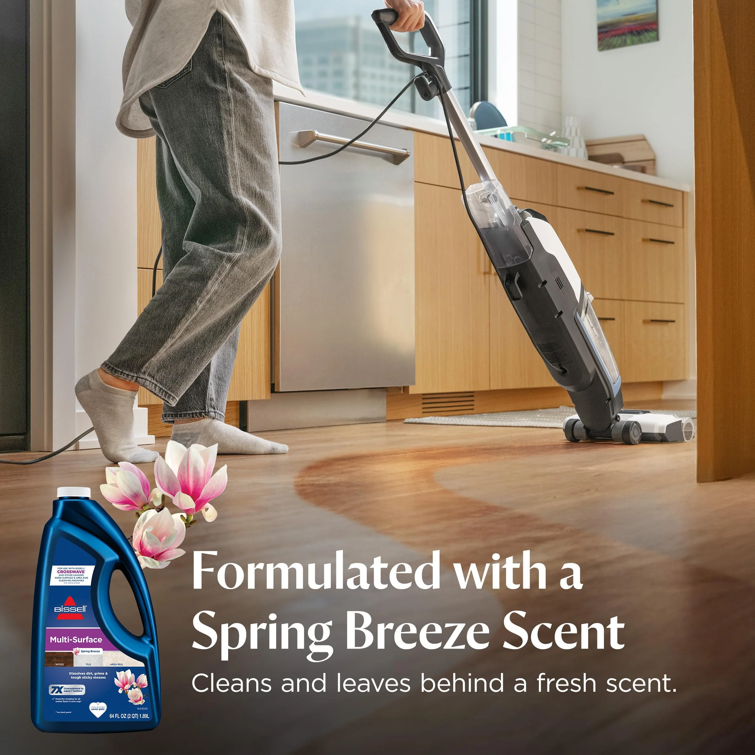 Bissell MultiSurface Floor Cleaning Formula-Crosswave and Spinwave, 17891, 64oz, Removes Everyday Dirt and Grime, Safe on Sealed Hard Floors, Tile, Laminate, Area Rugs, Spring Breeze - Image 5