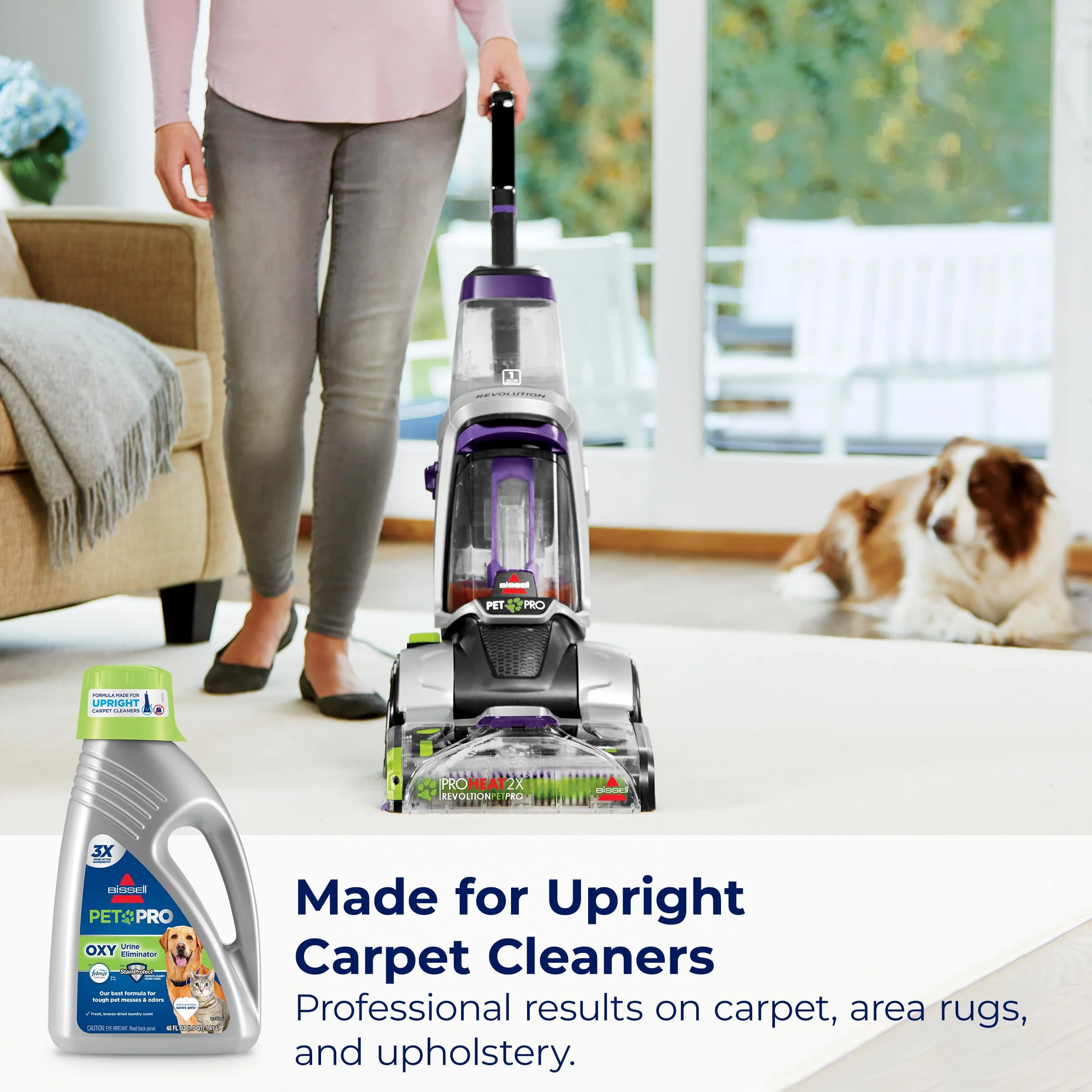 Bissell PET PRO OXY Urine Eliminator with Febreze Carpet Deep Clean Solution, StainProtect Technology, leading upright carpet cleaners, 48oz, Our best formula for pet messes & odors, (Pack of 2) - Image 3