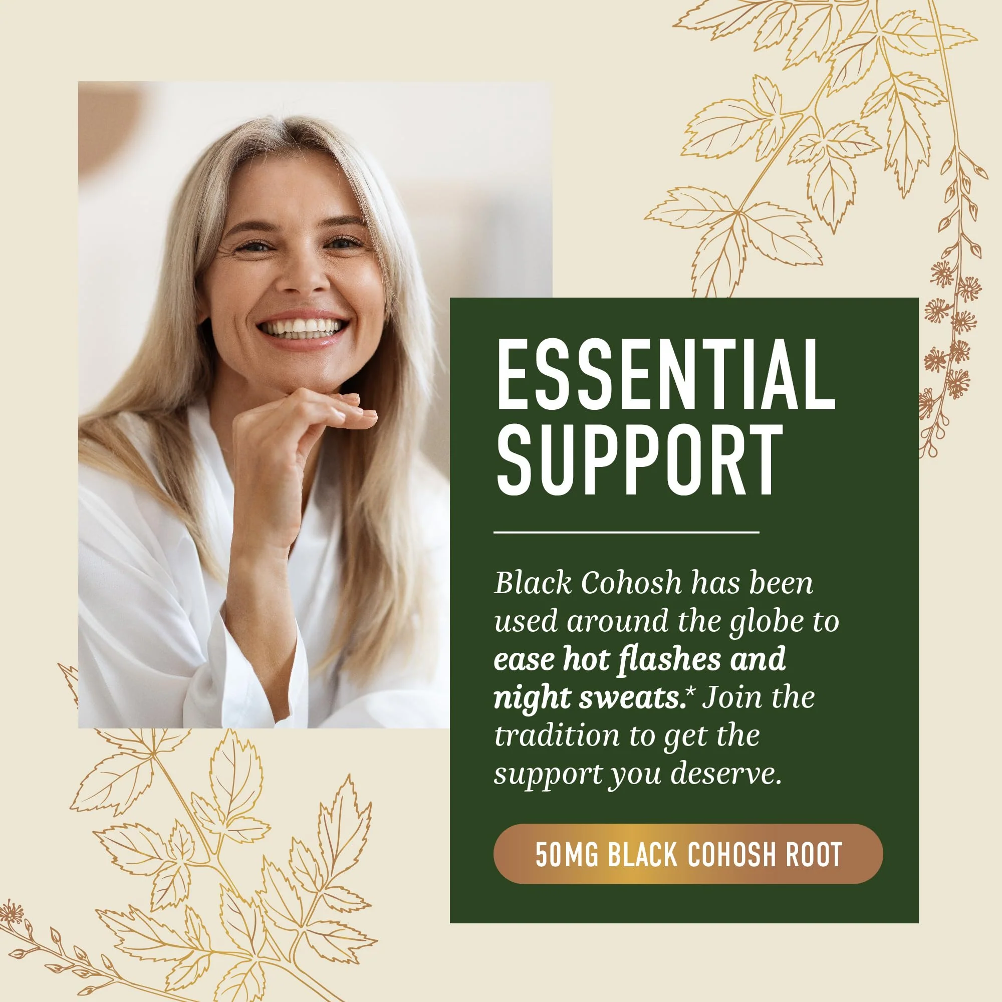 Black Cohosh Gummies for Menopause Relief, Hot Flashes & Night Sweats | 50mg Black Cohosh Root for Women | Gluten-Free, Vegetarian, Non-GMO | Hormone Balance Support | Yummy Peach Flavor | 60 Gummies - Image 6