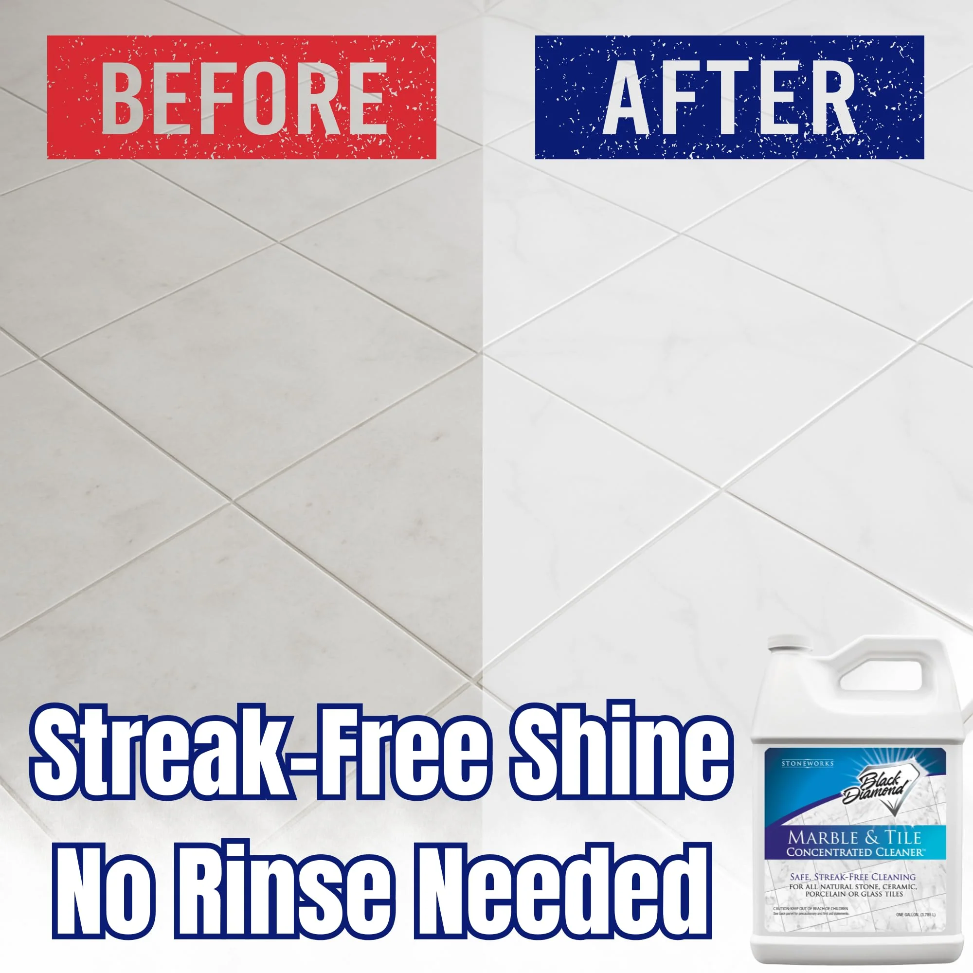Black Diamond Stoneworks Marble & Tile Cleaner Gallon + Ultimate Grout Cleaner with Brush Quart (2-Pack) – Safe for Natural Stone, Deep Grout and Tile Cleaning to Restores Shine - Image 6