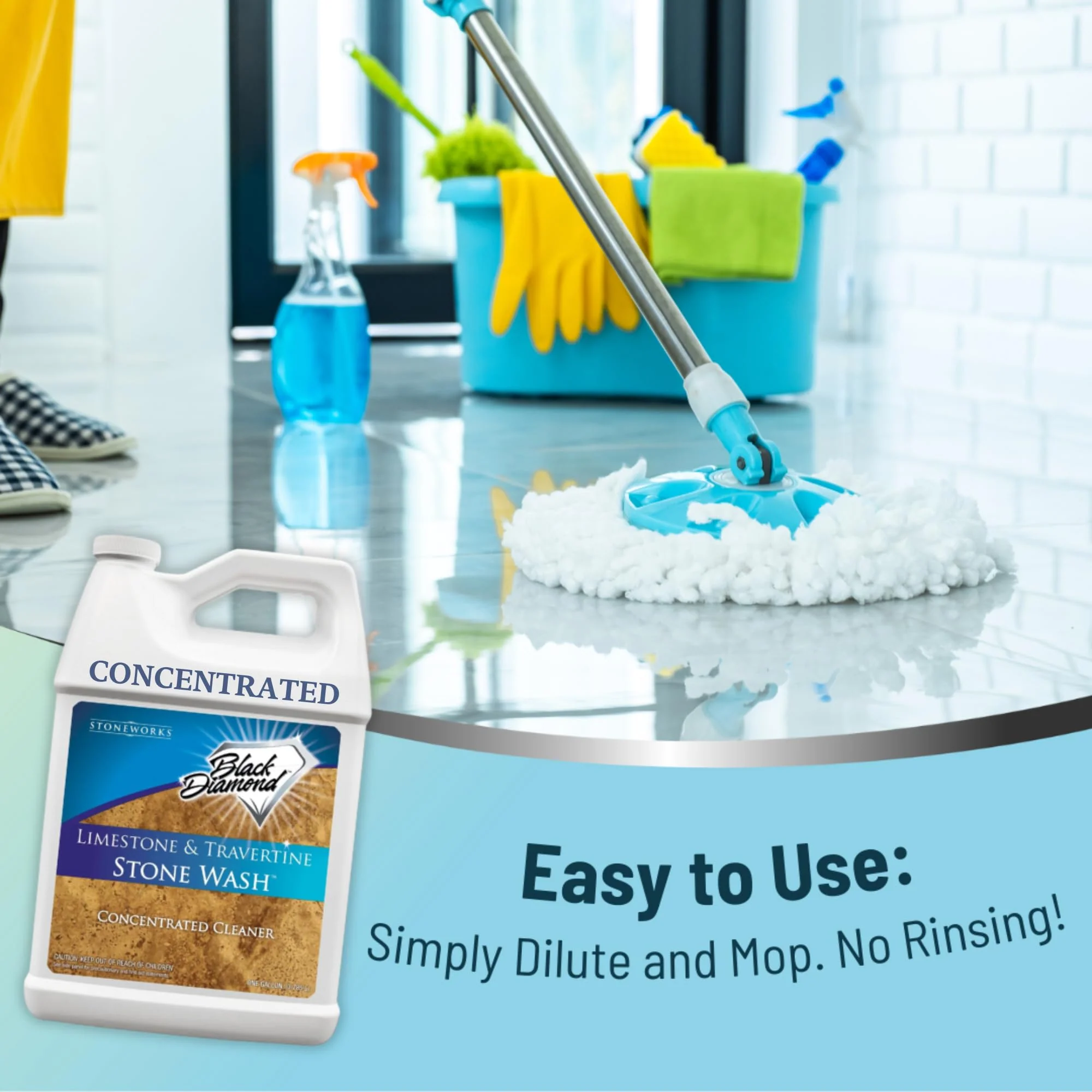 Black Diamond Stoneworks Natural Stone Cleaner - Limestone, Slate & Travertine Cleaner - Natural Stone Shower Cleaner for Marble - Concentrated PH Neutral Stone Floor Cleaner - 1-Gallon. - Image 5