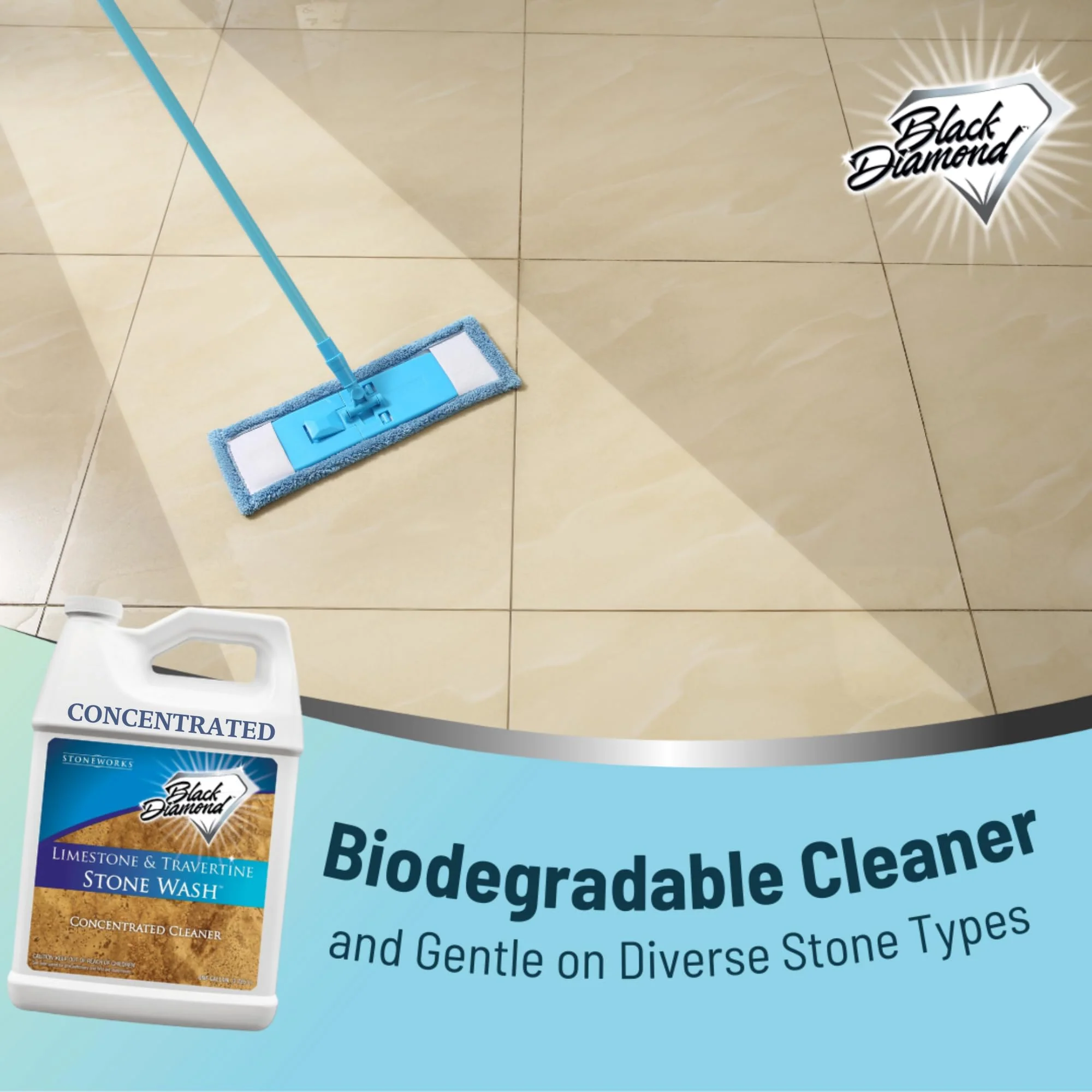 Black Diamond Stoneworks Natural Stone Cleaner - Limestone, Slate & Travertine Cleaner - Natural Stone Shower Cleaner for Marble - Concentrated PH Neutral Stone Floor Cleaner - 1-Gallon. - Image 7