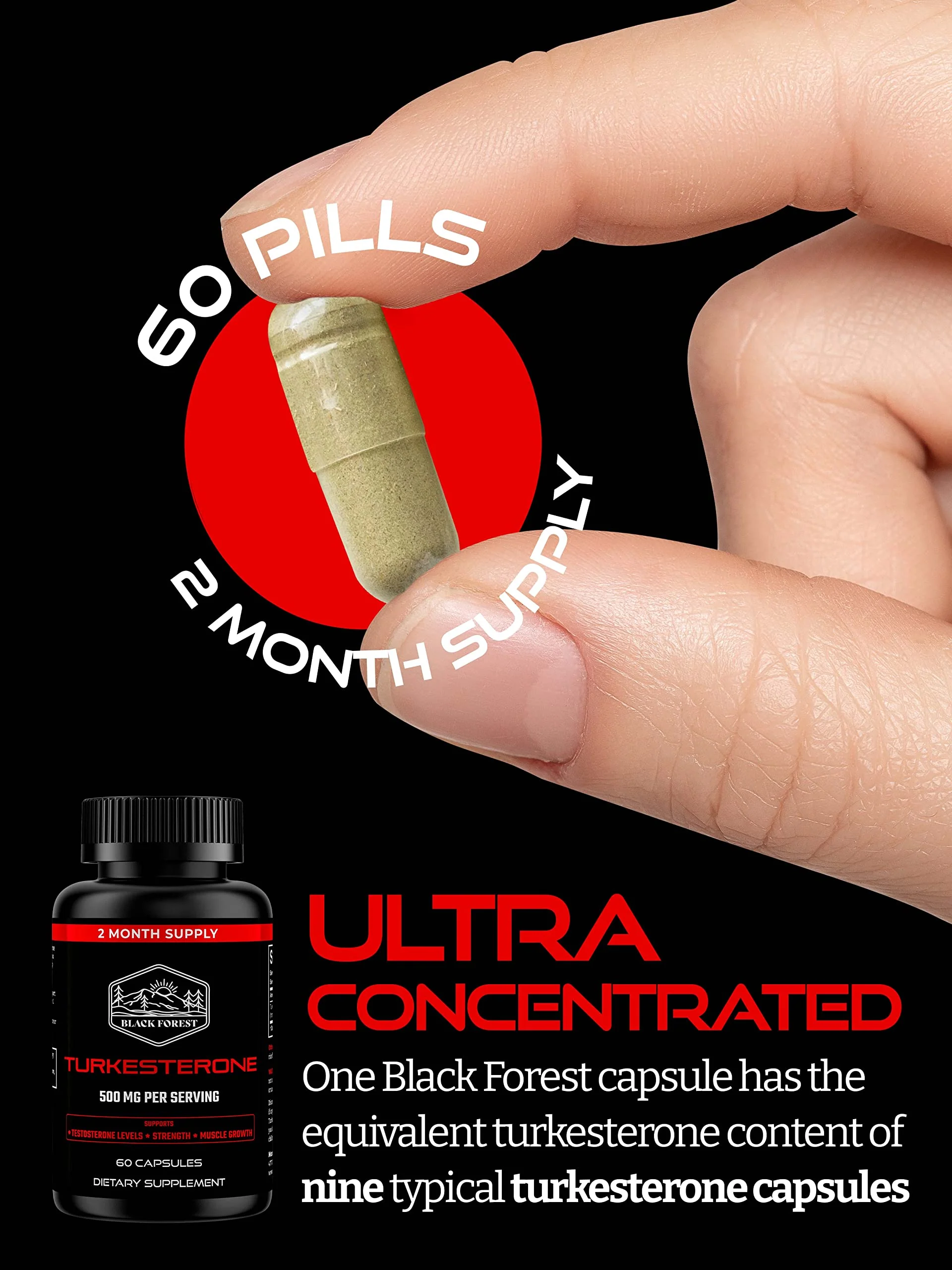 Black Forest Turkesterone Supplement 500mg Capsule (Max Purity 95% Extract) 2 Months Supply (500mg Turkesterone from 526mg of Ajuga Turkestanica) Similar to Ecdysterone for Strength & Muscle Growth - Image 2