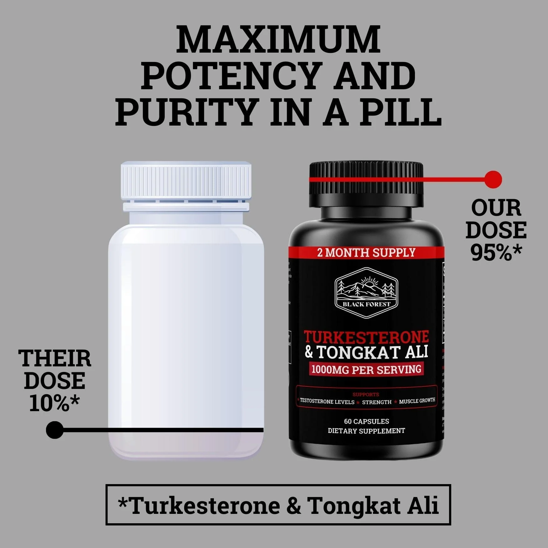 Black Forest Turkesterone Tongkat Ali Supplement 1000mg per Serving (Max Purity 95%) Turkesterone Supplement for Men (Tongkat Ali for Men Longjack 200:1) Similar to Tongkat Ali Fadogia Agrestis - Image 5