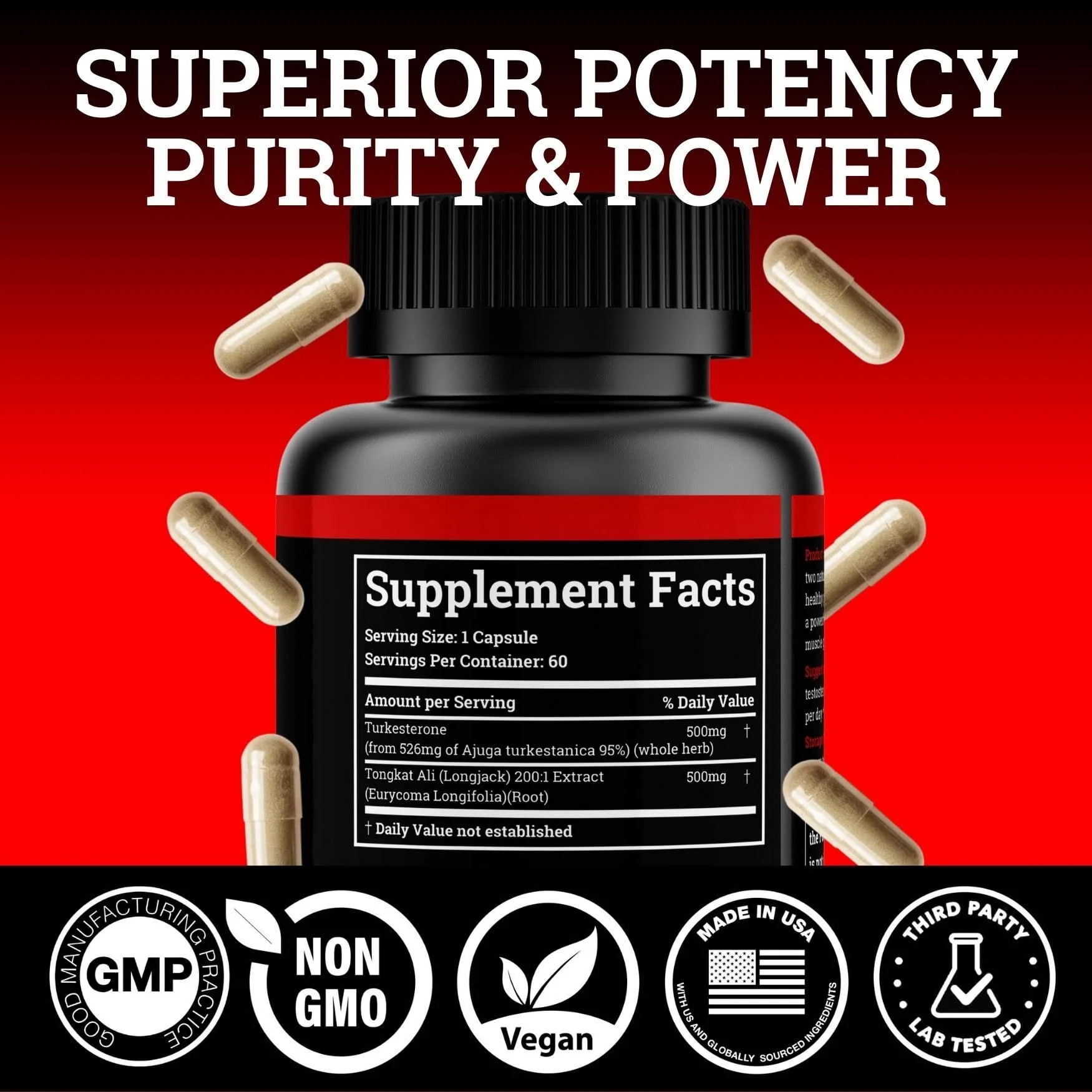 Black Forest Turkesterone Tongkat Ali Supplement 1000mg per Serving (Max Purity 95%) Turkesterone Supplement for Men (Tongkat Ali for Men Longjack 200:1) Similar to Tongkat Ali Fadogia Agrestis - Image 7