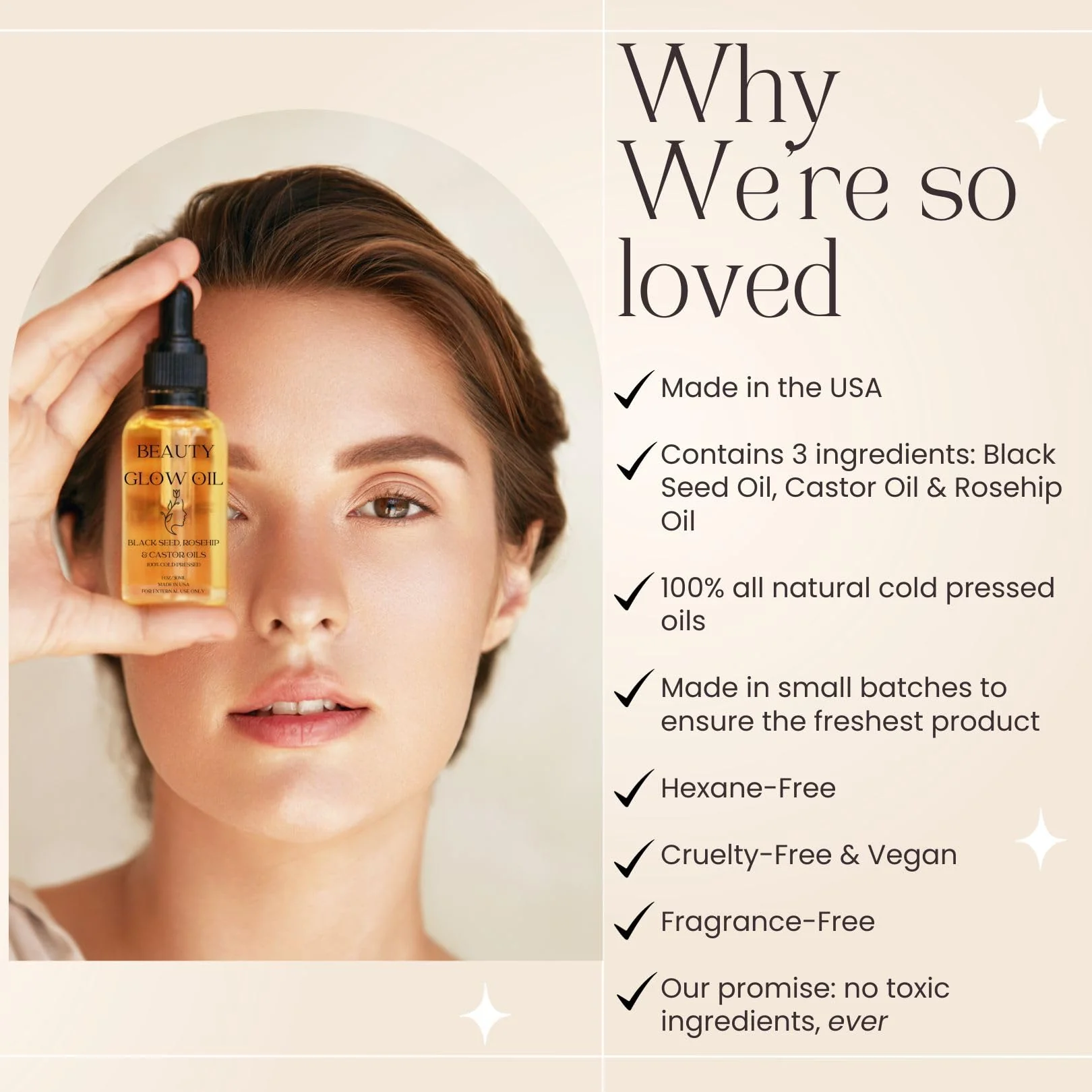 Black Seed Oil, Rosehip Oil, Castor Oil Organic Cold Pressed for Face Anti-Aging Miracle Facial Moisturizer Serum Natural Skincare Fortifying Hydrates Skin Moisturizing Beauty Glow Oil 1 Fl Oz/30mL - Image 6