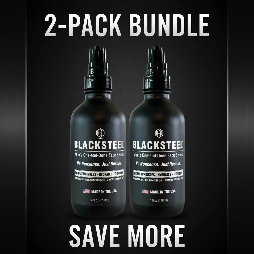 BLACKSTEEL Men’s Anti-Aging Face Serum with Retinol & Hyaluronic Acid | 4 oz (2-Pack) - Image 8