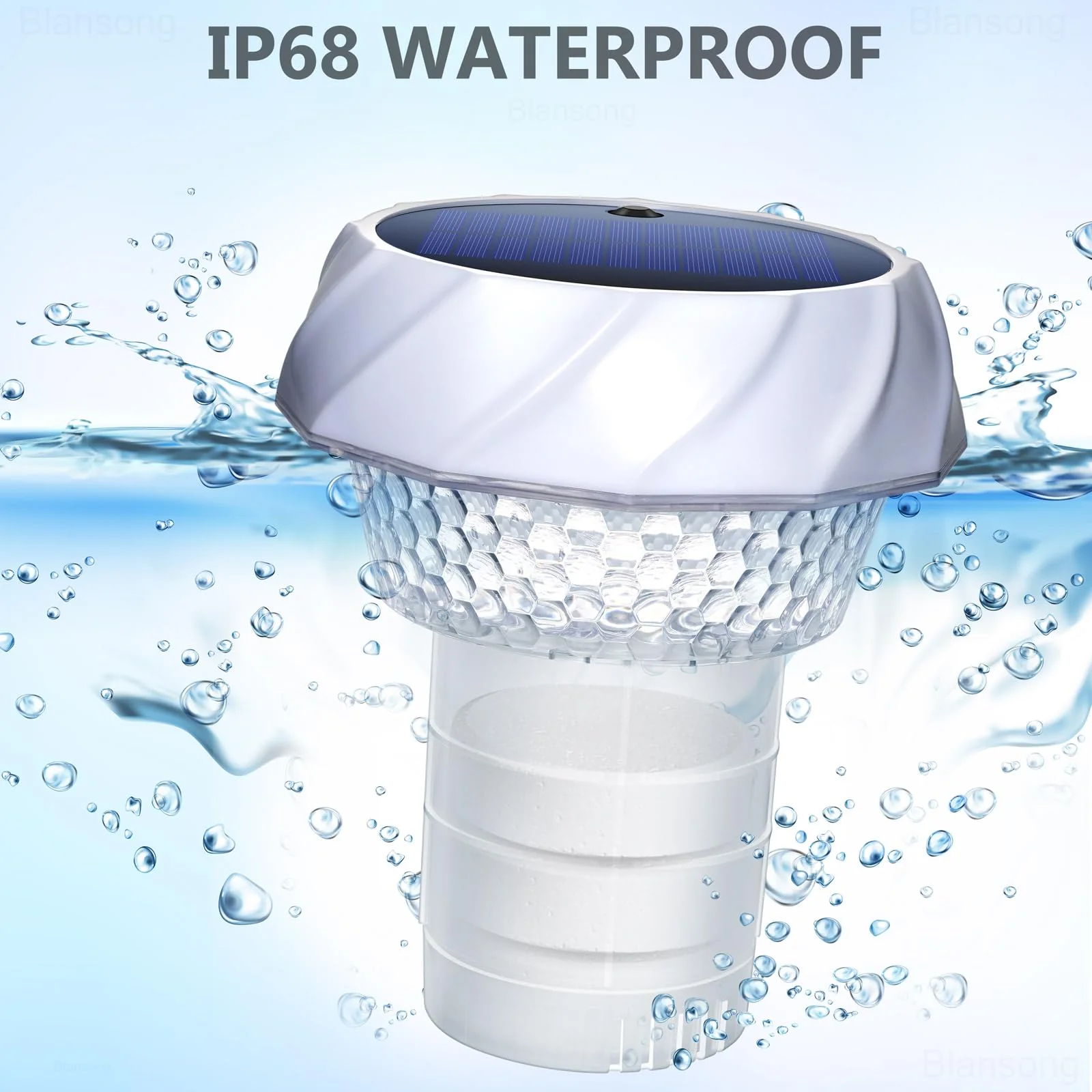 Blansong Solar Pool Chlorine Floater 2 Pack Adjustable Release Swimming Pool Chlorine Tablet Floater with Color Changing Floating Dispenser with Romote Control and Timer IP68 Waterproof - Image 2