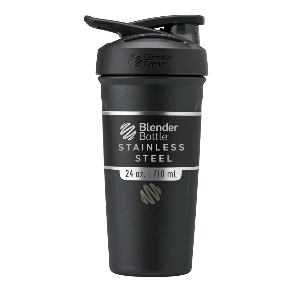 BlenderBottle Sport Twist Insulated Stainless Steel Shaker Bottle with Wire Whisk, 24-Ounce, Blue – Protein Shakes & Hydration for Athletes & Fitness Enthusiasts, Easy Mixing, Keeps Drinks Cold, Twist Cap