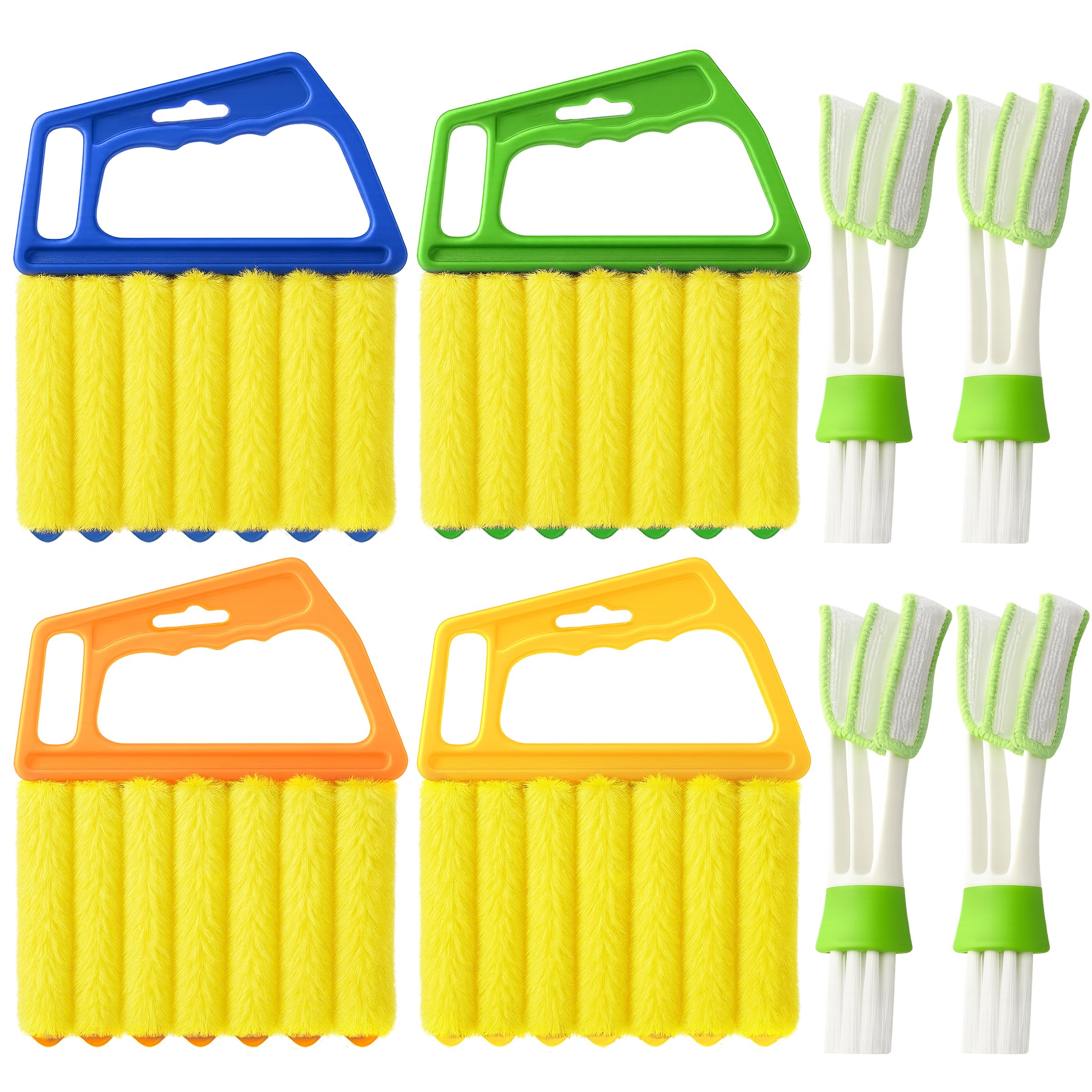 Blind Cleaner Duster Tool - 4 Pcs 7 Fingers Anti-Shedding Window Blind Cleaner Tool and 4 Pcs Air Vent Cleaner, with High-Density Microfiber Fleece and Ergonomic Handle, Detachable and Washable