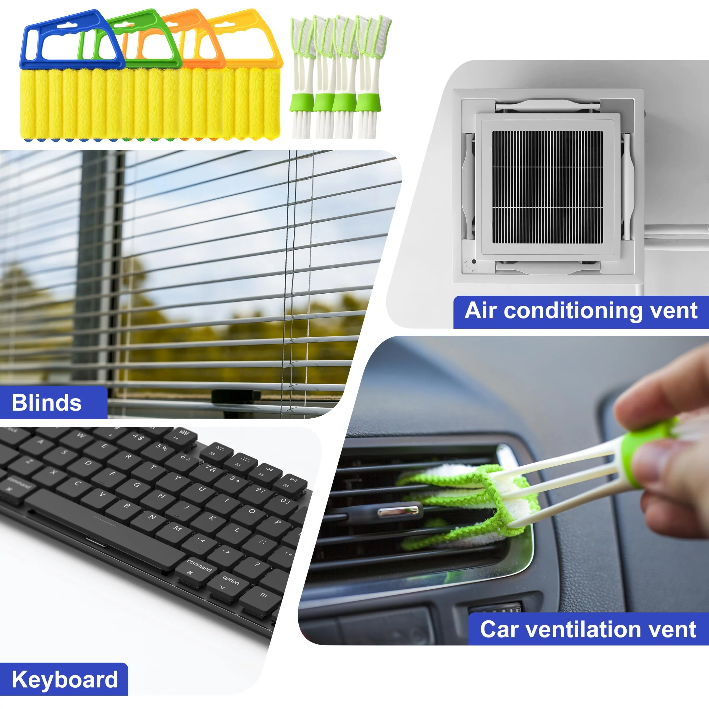Blind Cleaner Duster Tool - 4 Pcs 7 Fingers Anti-Shedding Window Blind Cleaner Tool and 4 Pcs Air Vent Cleaner, with High-Density Microfiber Fleece and Ergonomic Handle, Detachable and Washable - Image 2