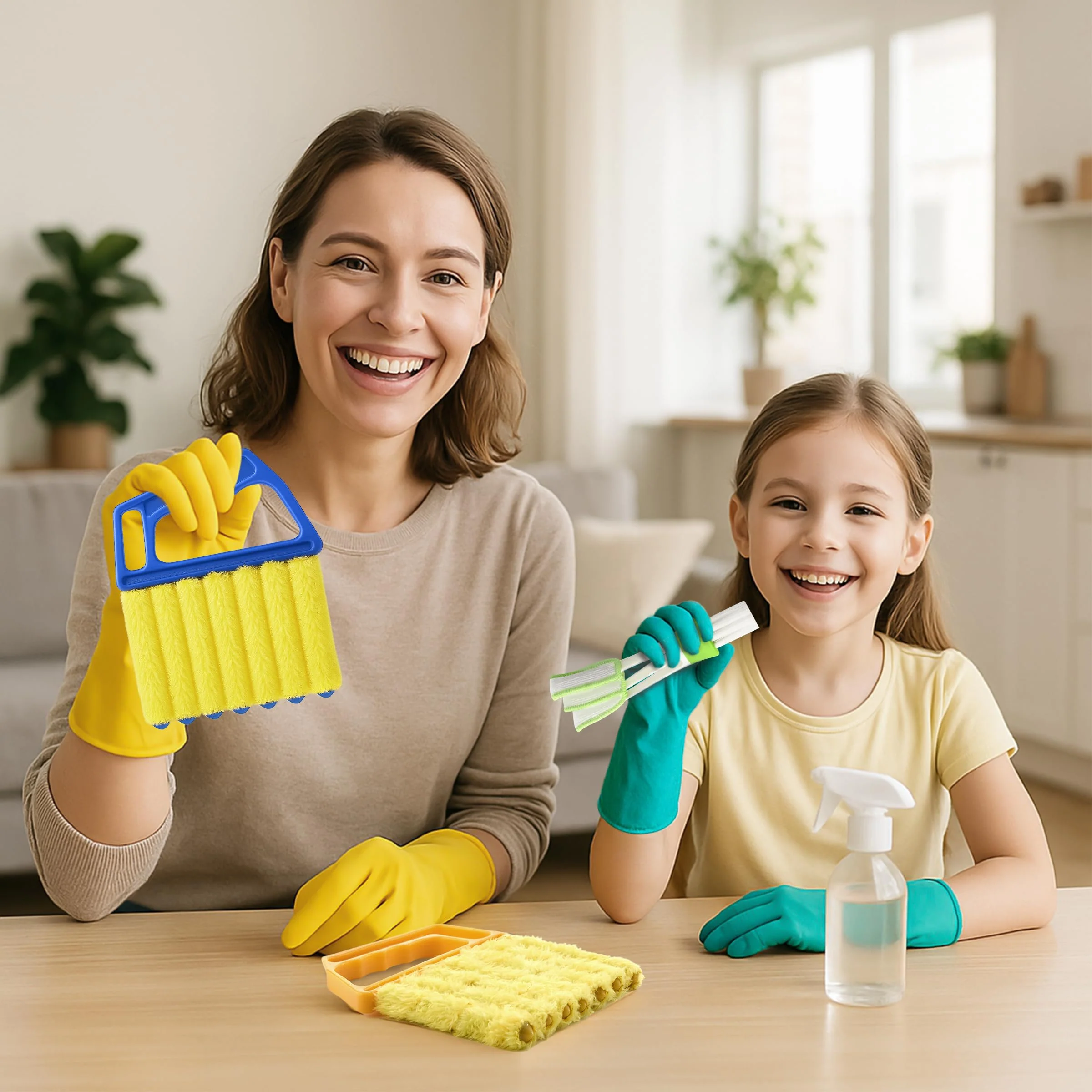 Blind Cleaner Duster Tool - 4 Pcs 7 Fingers Anti-Shedding Window Blind Cleaner Tool and 4 Pcs Air Vent Cleaner, with High-Density Microfiber Fleece and Ergonomic Handle, Detachable and Washable - Image 4
