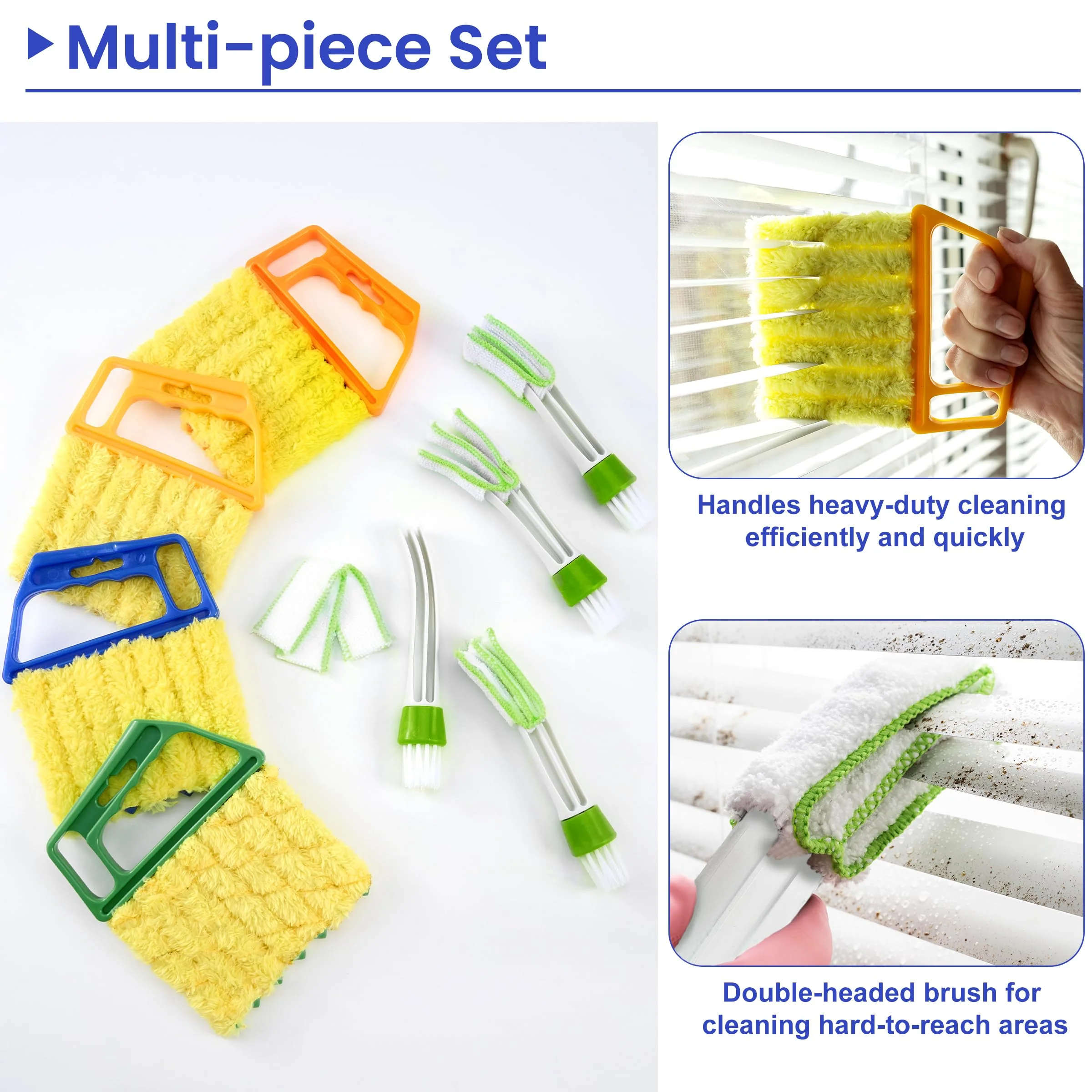 Blind Cleaner Duster Tool - 4 Pcs 7 Fingers Anti-Shedding Window Blind Cleaner Tool and 4 Pcs Air Vent Cleaner, with High-Density Microfiber Fleece and Ergonomic Handle, Detachable and Washable - Image 5