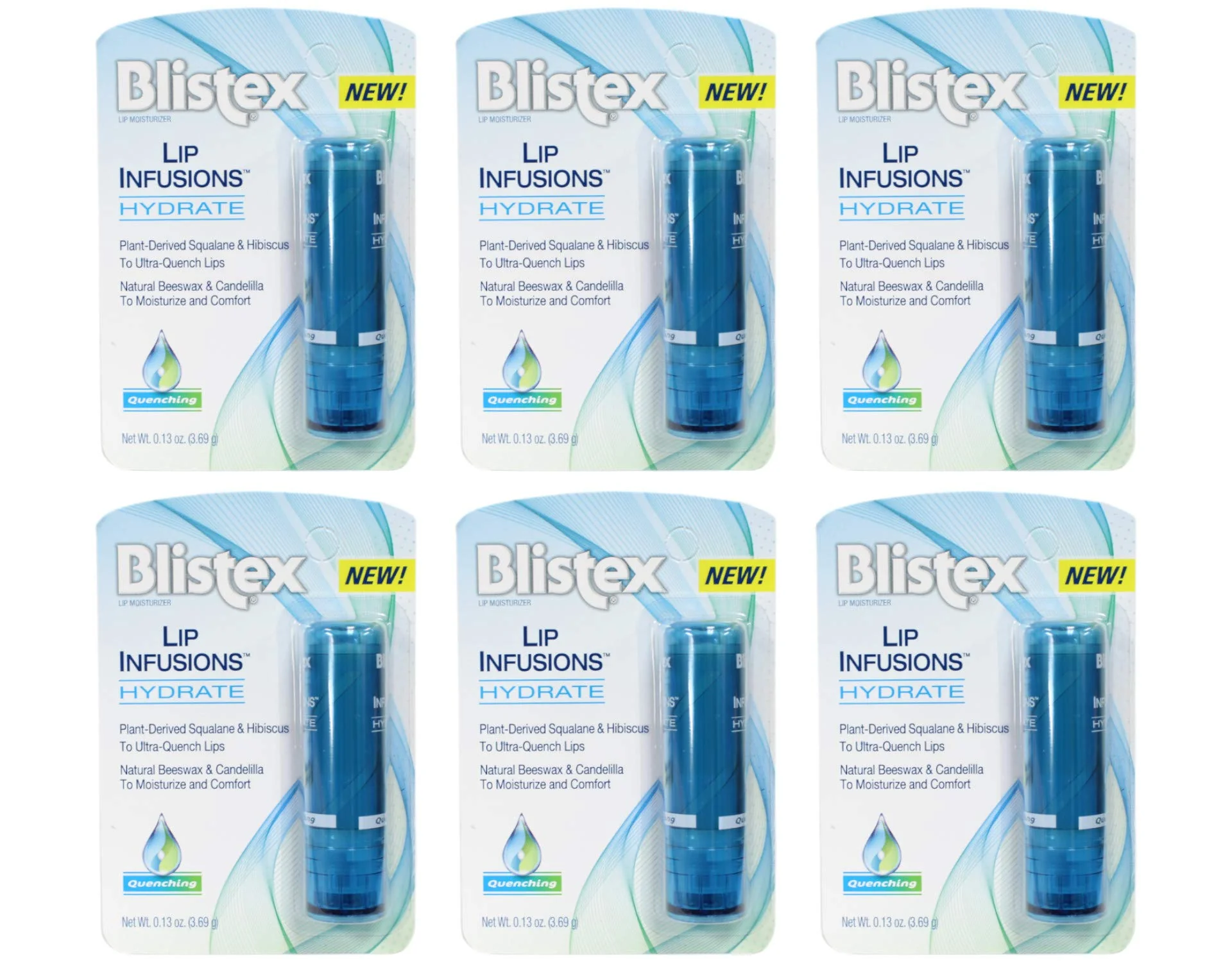 Blistex Lip Infusions Hydrate Lip Moisturizer 0.13 Ounce (6 Pack)