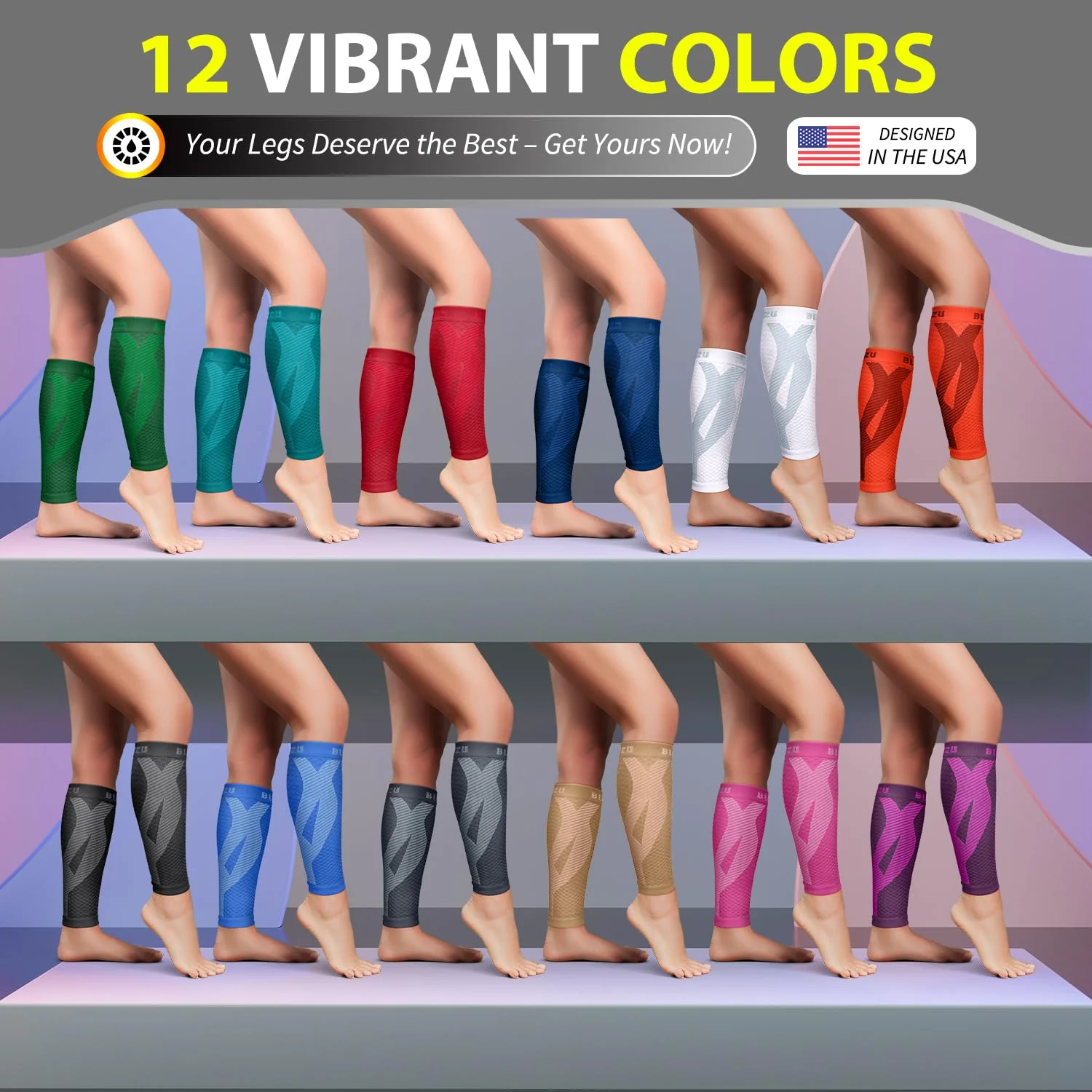 BLITZU Calf Compression Sleeves for Men and Women. Footless Compression Socks Support for Varicose Vein, Nursing, Running. Leg Sleeve Brace for Shin Splints, Pain Relief & Reduces Swelling Green L-XL - Image 9