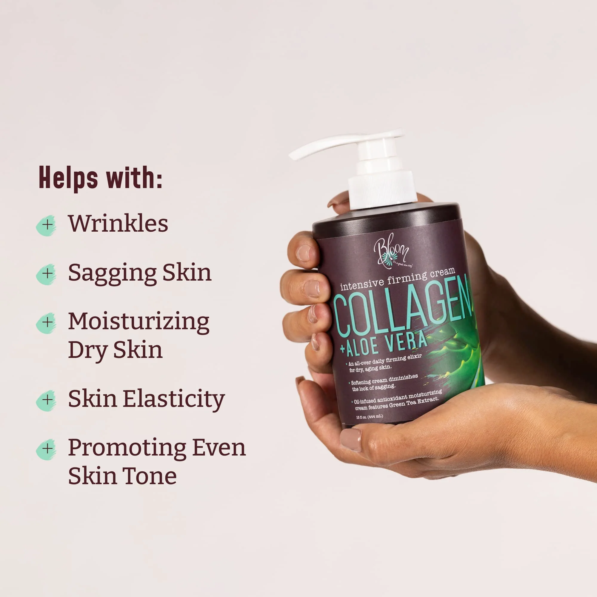 BLOOM IT'S A GREAT SKIN DAY! Collagen Lotion Skin Care Firming Body Cream, Intensive Anti Aging Moisturizer Face Lotion with Aloe Vera For Wrinkles, Sagging Skin, Dry Skin, Fragrance Free, Pack of 2 - Image 5