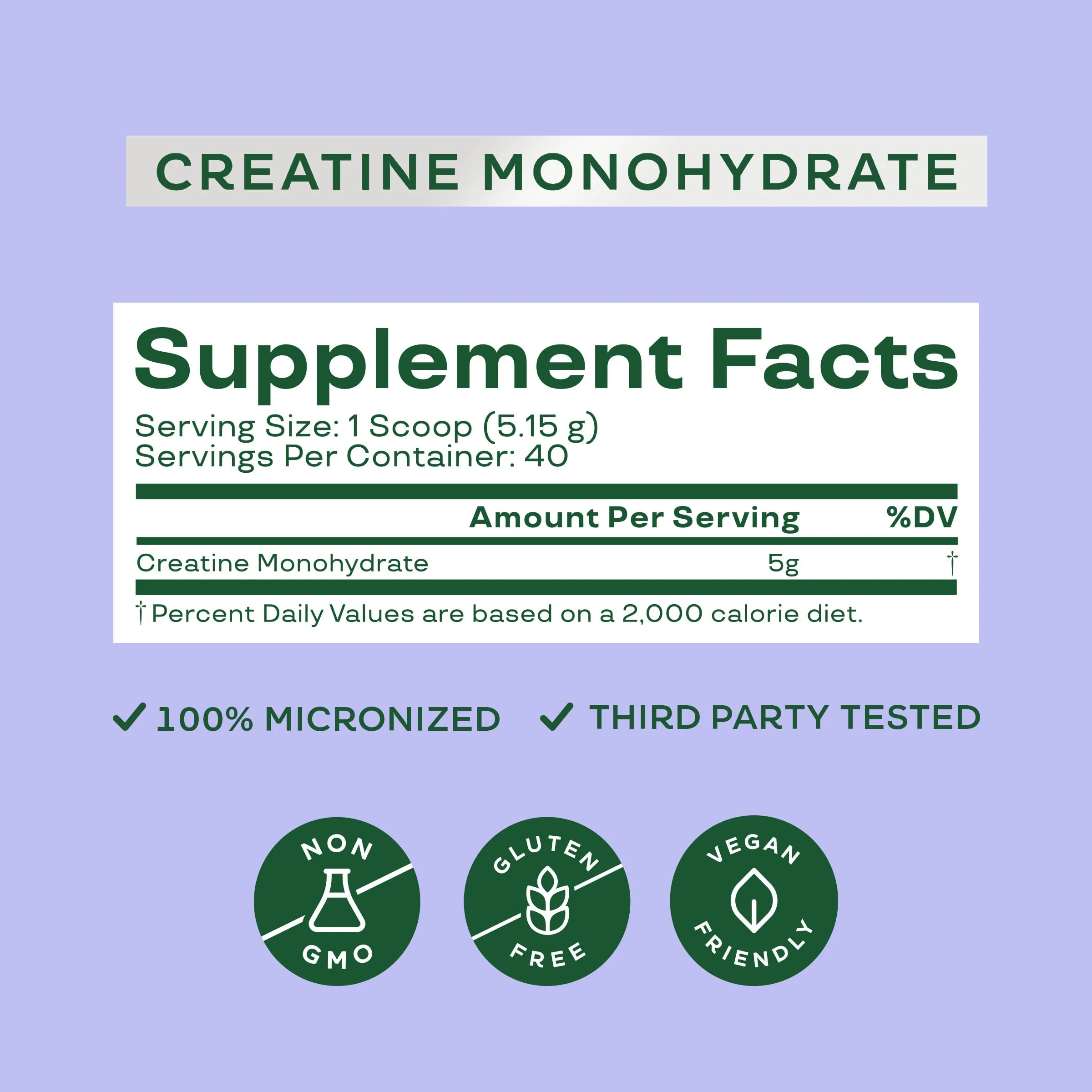 Bloom Nutrition Creatine Monohydrate Powder, 5g Micronized Creatine per Serving, Supports Muscle Recovery, Strength, Endurance, Pre or Post Workout, Gluten Free, Non GMO, Unflavored, 40 SVG, 7.3 oz - Image 3