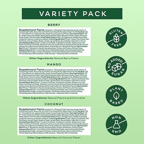 Bloom Nutrition Green Superfood Stick Packs | Super Greens Powder Juice & Smoothie Mix | Complete Whole Foods, Organic Spirulina and Chlorella, Probiotics, Digestive Enzymes, & Antioxidants (Variety) - Image 4