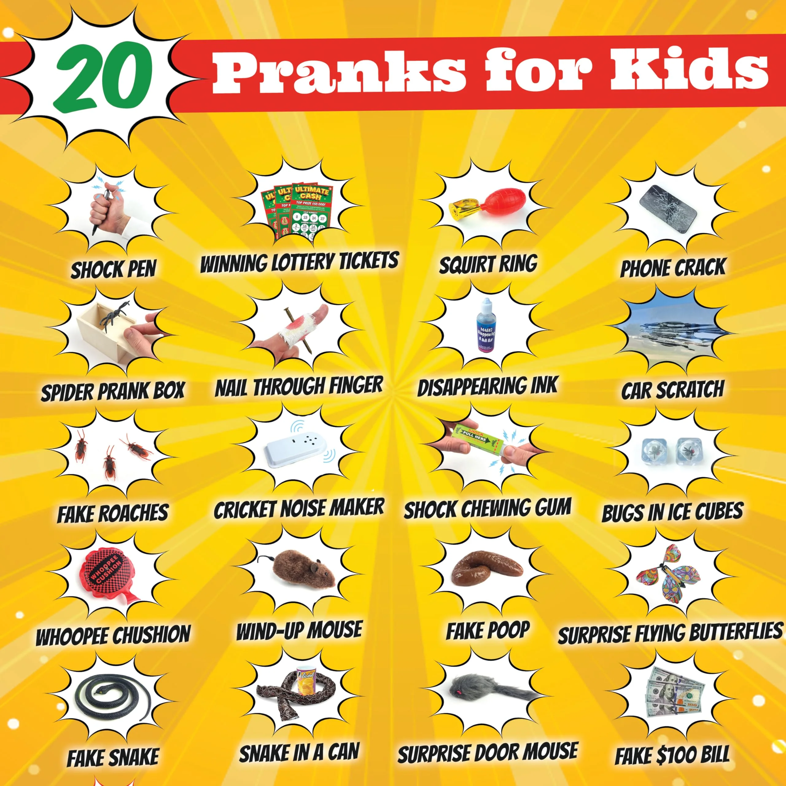 BLOONSY Prank Kit | 20 Ultimate Practical Jokes & Pranks for Kids | Prank Toys Pack Set Box for Gifts - Image 7