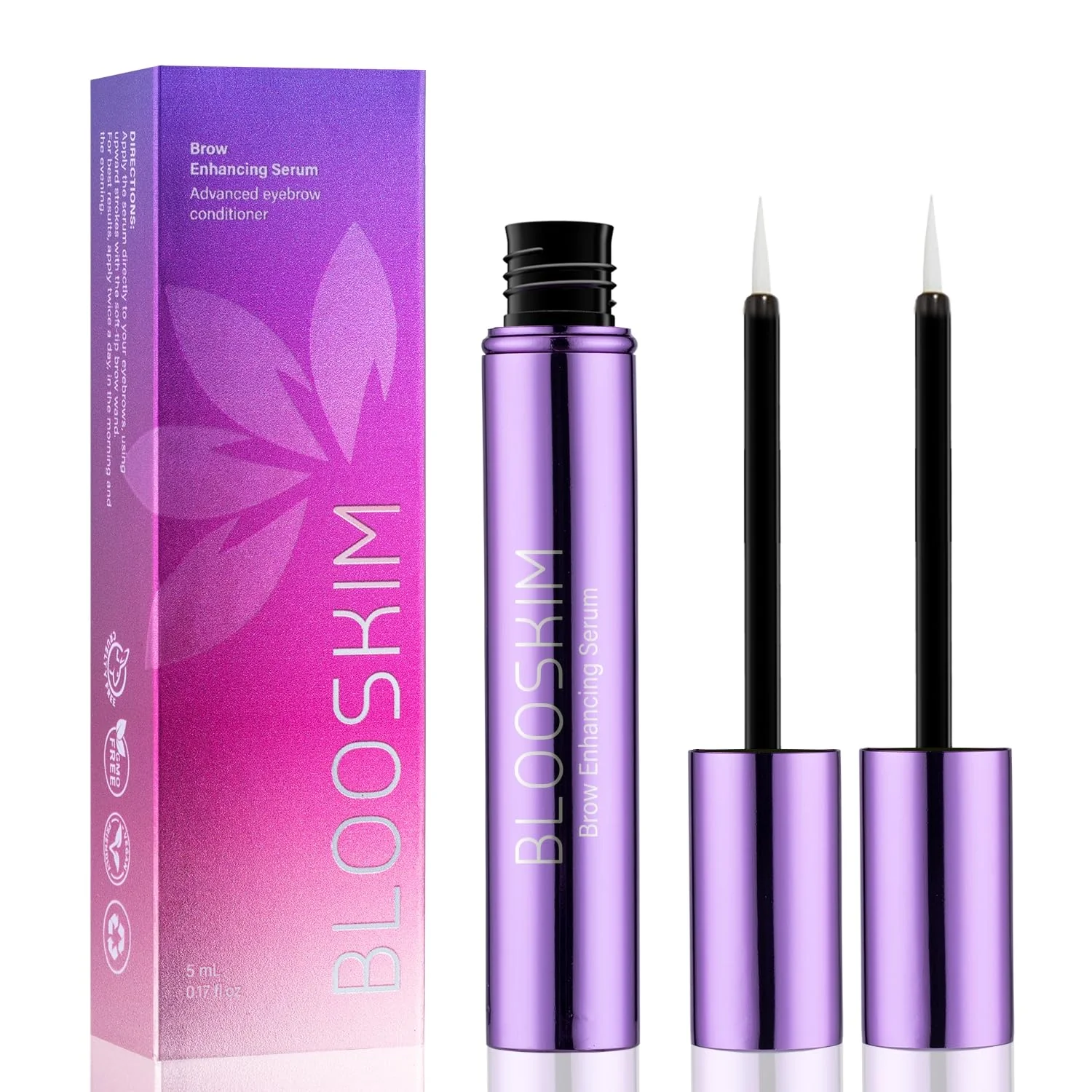 Blooskim Eyebrow Growth Serum for Women & Men – Natural Brow Enhancing Serum to Grow Thicker, Fuller Brows Fast – Nourishing Eyebrow Hair Growth 2Packs