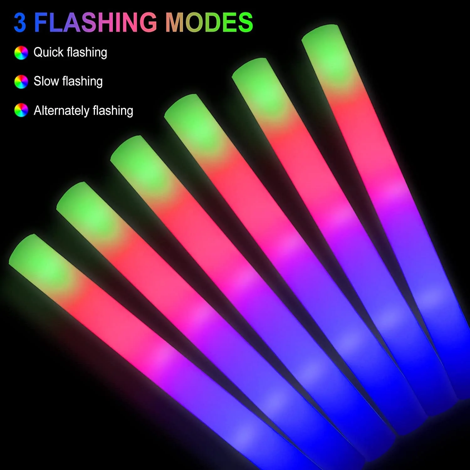 Blu7ive 30 Pieces Led Foam Sticks - Flashing Glow Sticks Party Supplies Light Up Baton Wands for Kids, Raves, Birthday, Wedding, Christmas, Halloween, Children Toy - Image 4