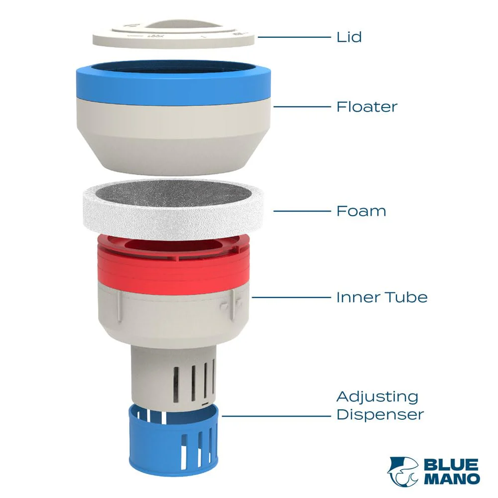 Blue Mano Chlorine Floater (V2.0 Upgraded) for 3 inch Tabs with Refill Warning, Durable Design, 7 inch Large Dispenser for Inground and Above Ground Swimming Pool - Image 4