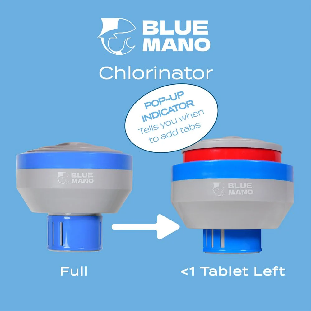 Blue Mano Chlorine Floater (V2.0 Upgraded) for 3 inch Tabs with Refill Warning, Durable Design, 7 inch Large Dispenser for Inground and Above Ground Swimming Pool - Image 6