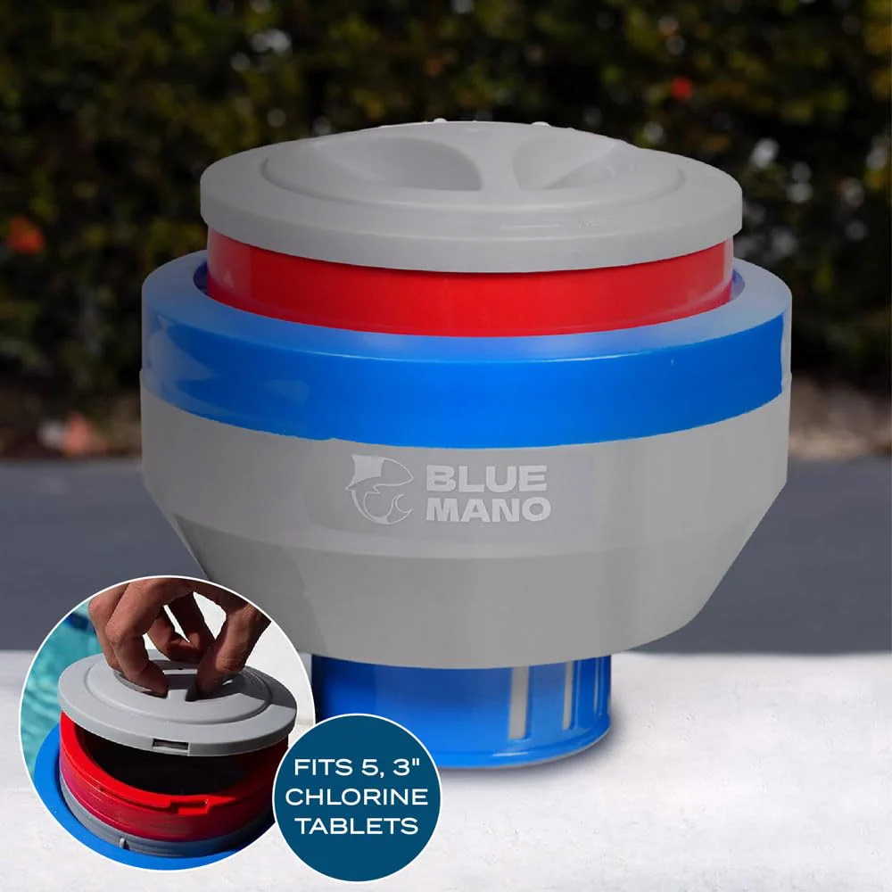 Blue Mano Chlorine Floater (V2.0 Upgraded) for 3 inch Tabs with Refill Warning, Durable Design, 7 inch Large Dispenser for Inground and Above Ground Swimming Pool - Image 7