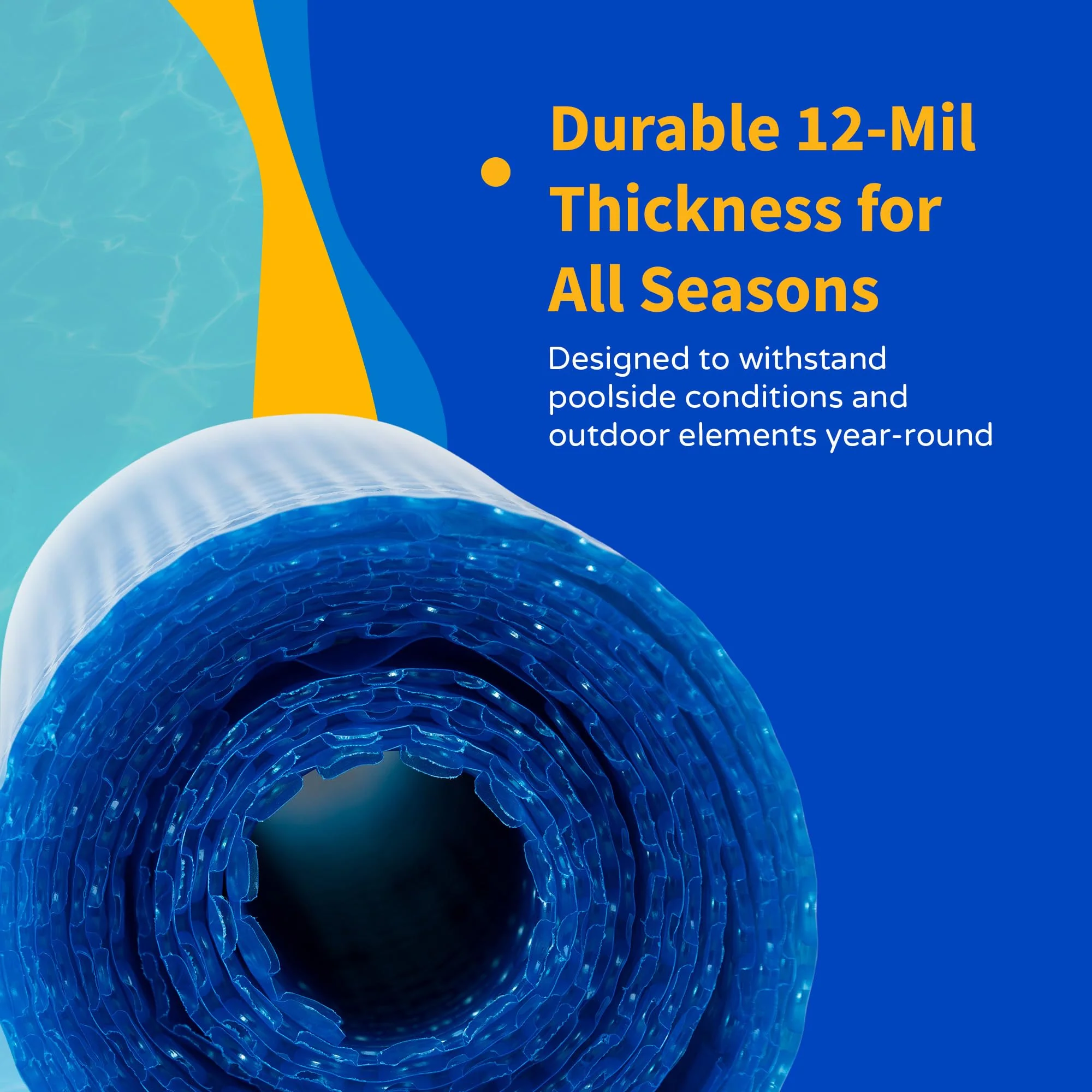 Blue Wave 16-ft x 32-ft Rectangular Pool Solar Blanket - 12-mil Solar Pool Cover with Thermal Bubbles to Retain Heat and Reduce Evaporation – Fade Resistant Pool Solar Cover for Inground Pool - Blue - Image 3