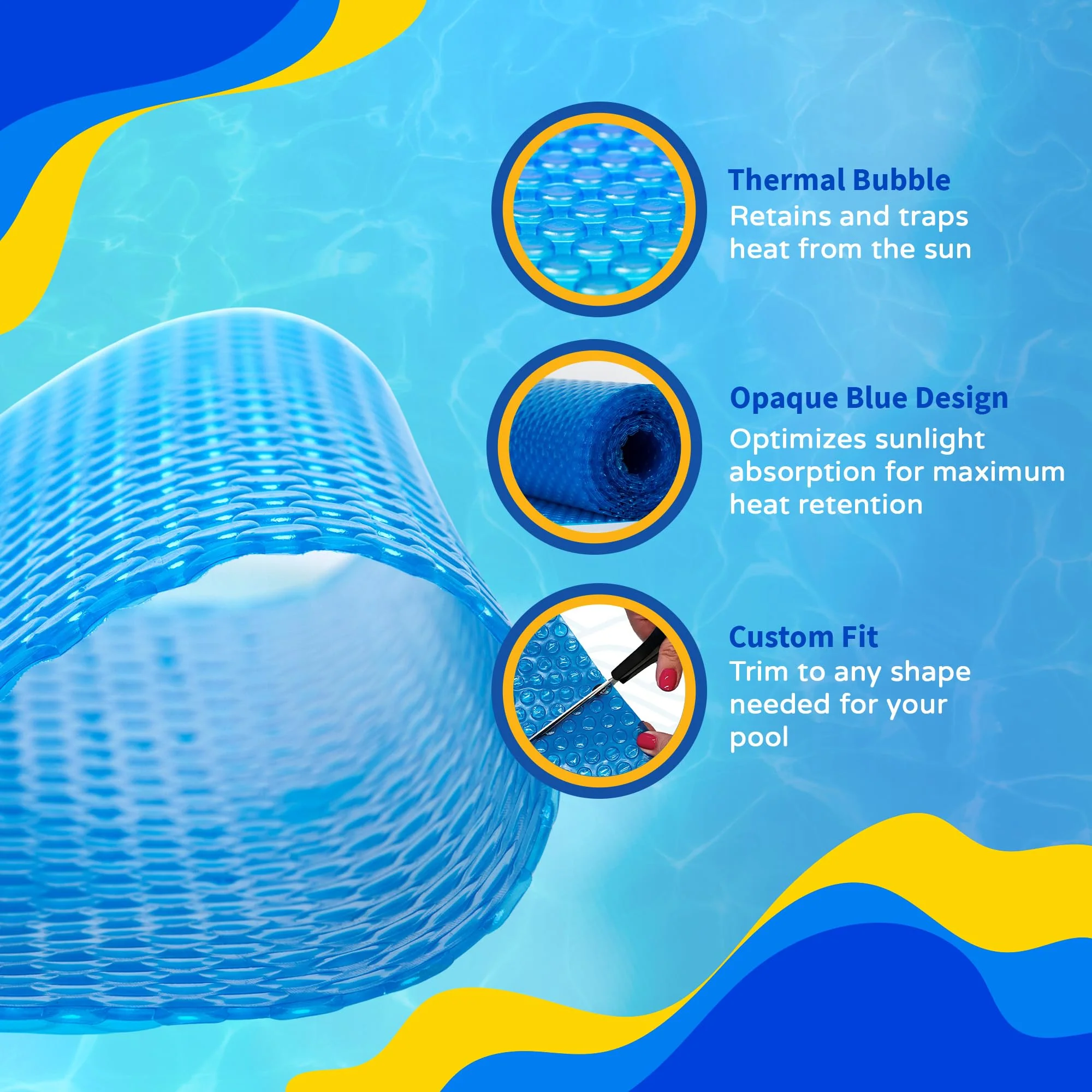 Blue Wave 16-ft x 32-ft Rectangular Pool Solar Blanket - 12-mil Solar Pool Cover with Thermal Bubbles to Retain Heat and Reduce Evaporation – Fade Resistant Pool Solar Cover for Inground Pool - Blue - Image 4