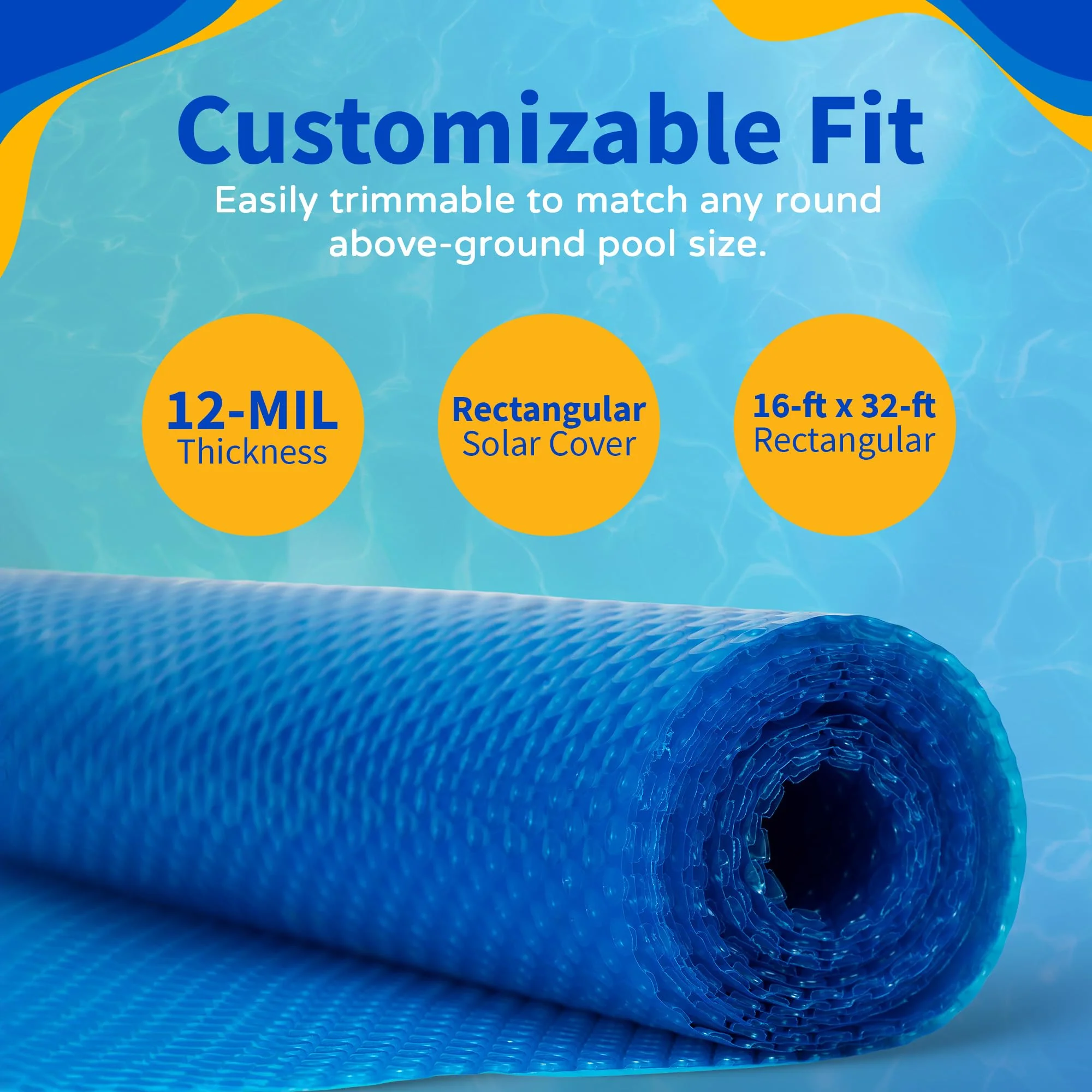 Blue Wave 16-ft x 32-ft Rectangular Pool Solar Blanket - 12-mil Solar Pool Cover with Thermal Bubbles to Retain Heat and Reduce Evaporation – Fade Resistant Pool Solar Cover for Inground Pool - Blue - Image 5