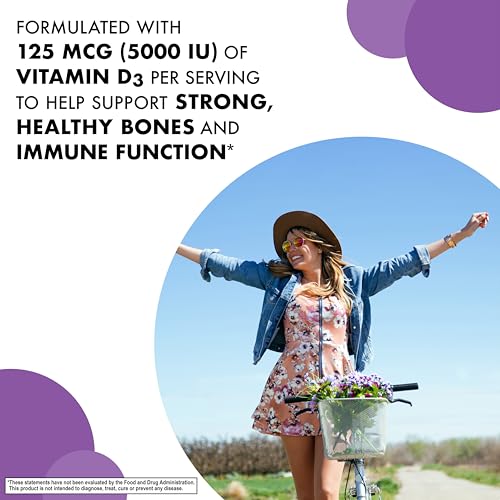 Bluebonnet Nutrition Earth Sweet Vitamin D3 5000 IU Chewable Tablets, Aids in Muscle & Skeletal Growth, Non GMO, Gluten & Soy & Milk Free, Kosher, Raspberry, White, 90 Count - Image 5