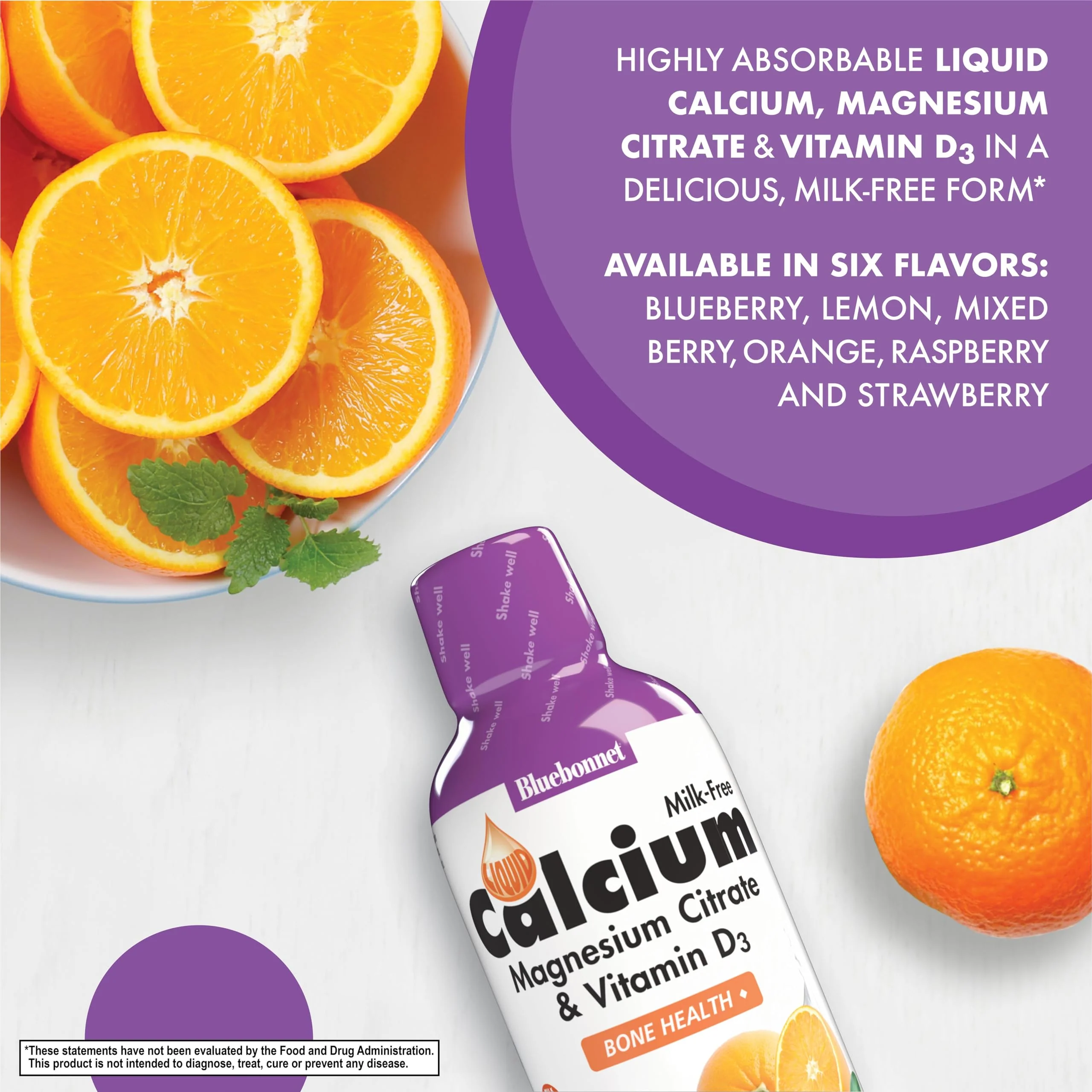 Bluebonnet Nutrition Liquid Calcium Citrate Magnesium Citrate, Vitamin D3, Bone Health, Gluten Free, Soy free, milk free, kosher, 16 Fl Oz, 32 Servings, Orange Flavor, 16 Fl Oz (Pack of 1) - Image 3