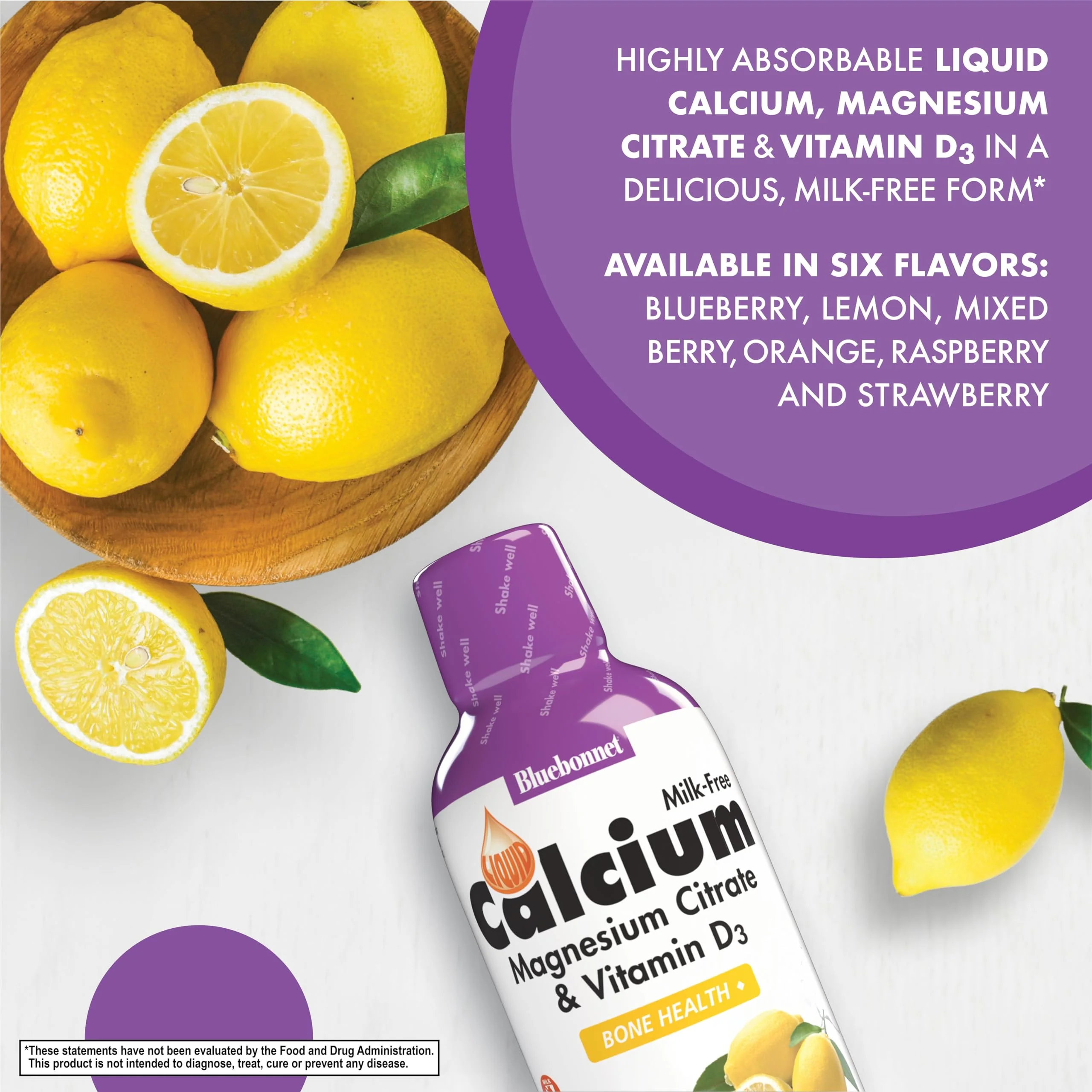 Bluebonnet Nutrition Liquid Calcium Citrate Magnesium Citrate, Vitamin D3, Bone Health, Gluten Free, Soy free, milk free, kosher, 32 Servings, Lemon Flavor, 16 Fl Oz (Pack of 1) - Image 3