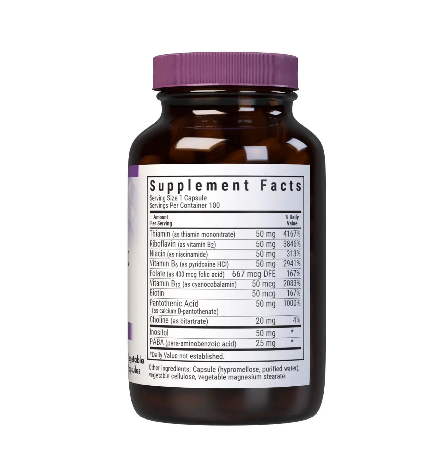 Bluebonnet Vitamin B Complex Full Spectrum B Vitamins - Energy Support - Complete Vit B Inositol Biotin Riboflavin Folate as Folic Acid Choline B6 & B12 - Vegan, Gluten-Free - 100 Vegetable Capsules - Image 7
